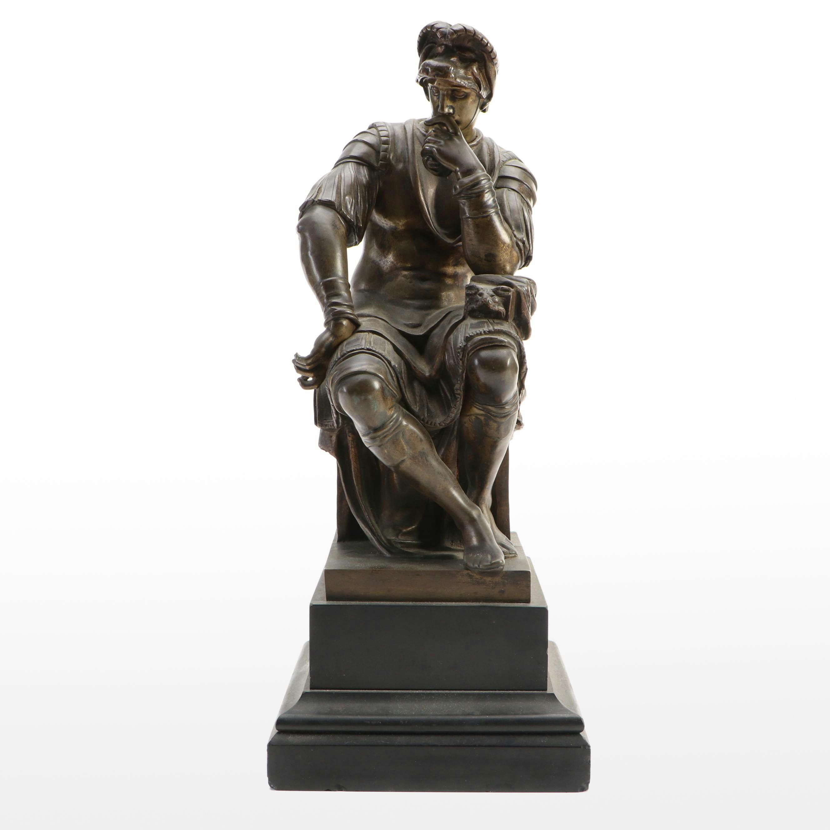 After Michelangelo Bronze Sculpture of Lorenzo de Medici