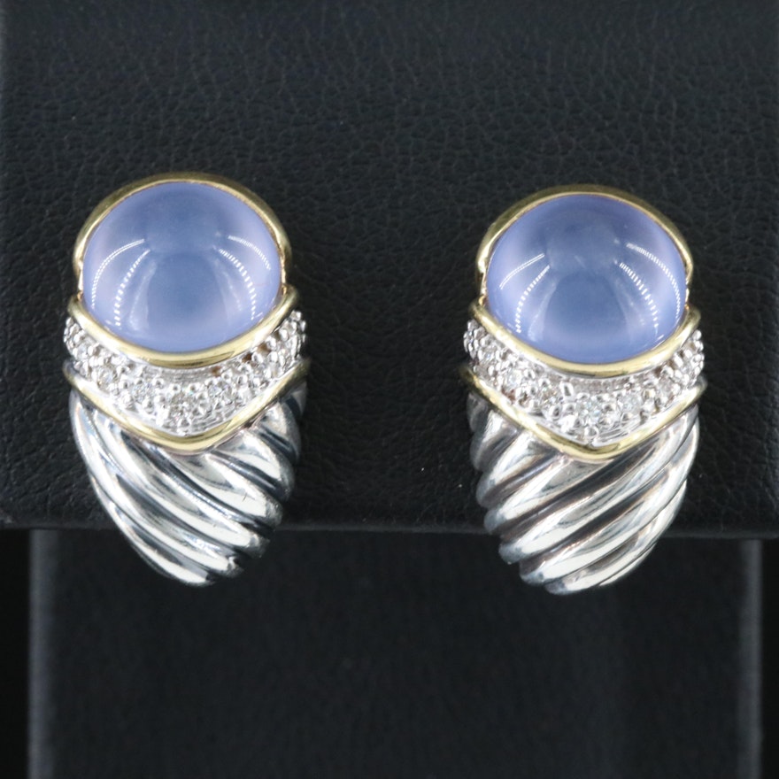 David Yurman Capri Sterling, 18K Chalcedony and Diamond Shrimp