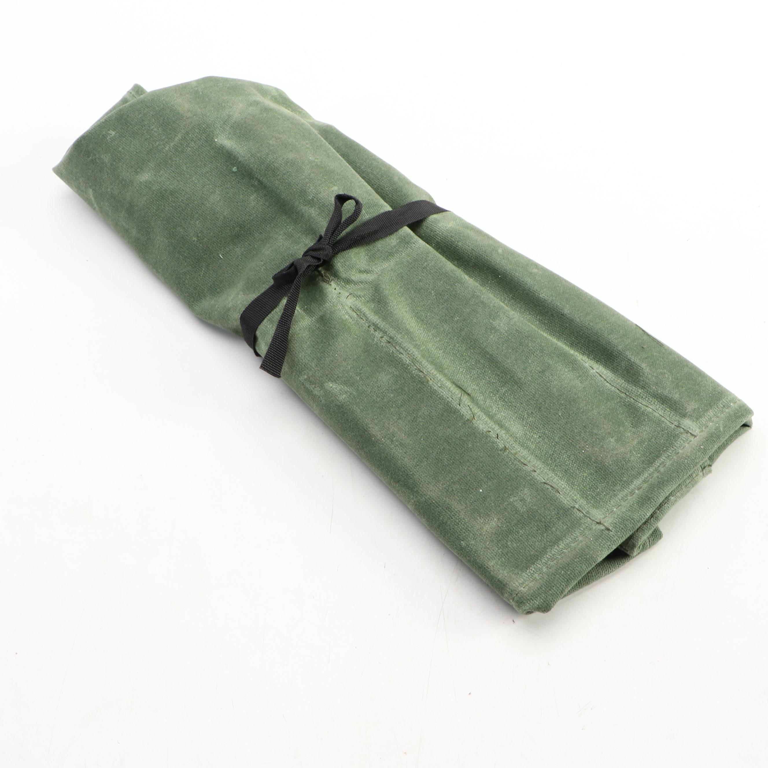 Japanese Style Etched Stainless Steel Chef's Knife Set in Canvas Roll