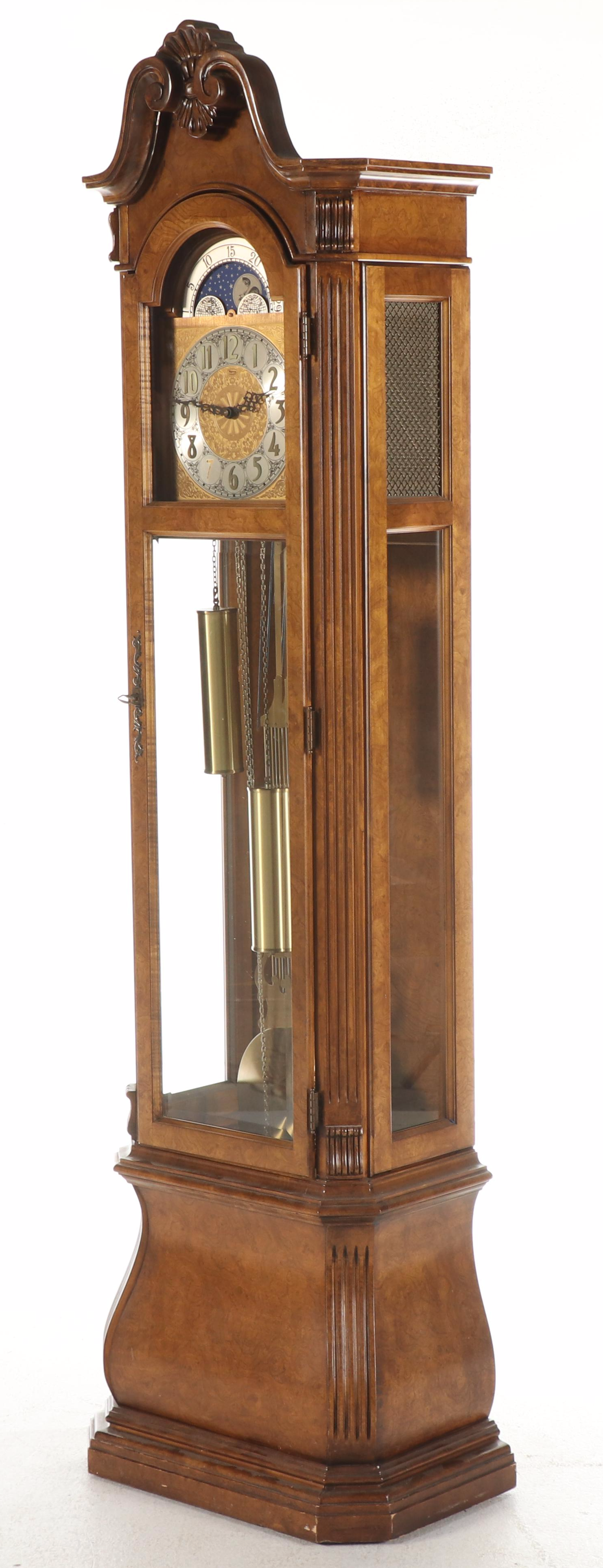 Ridgeway French Burl Wood Grandfather Clock