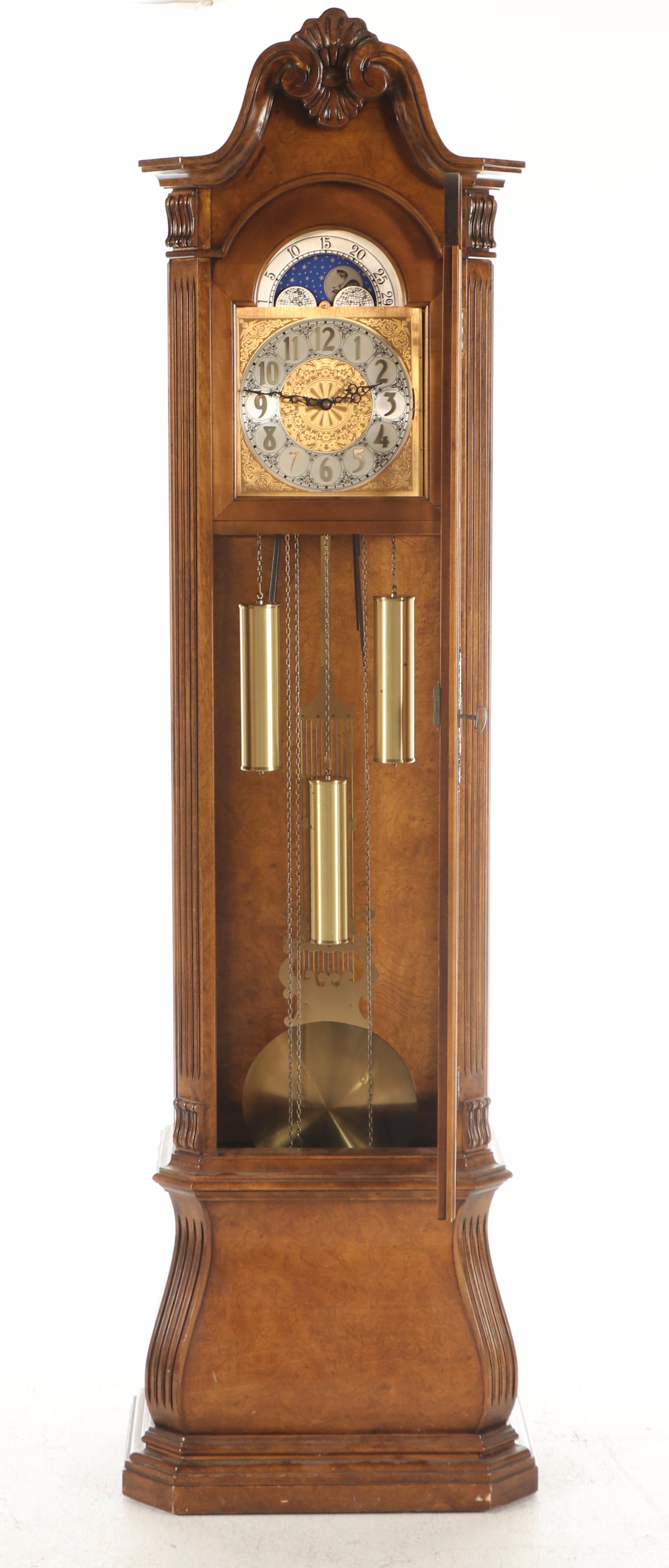 Ridgeway French Burl Wood Grandfather Clock