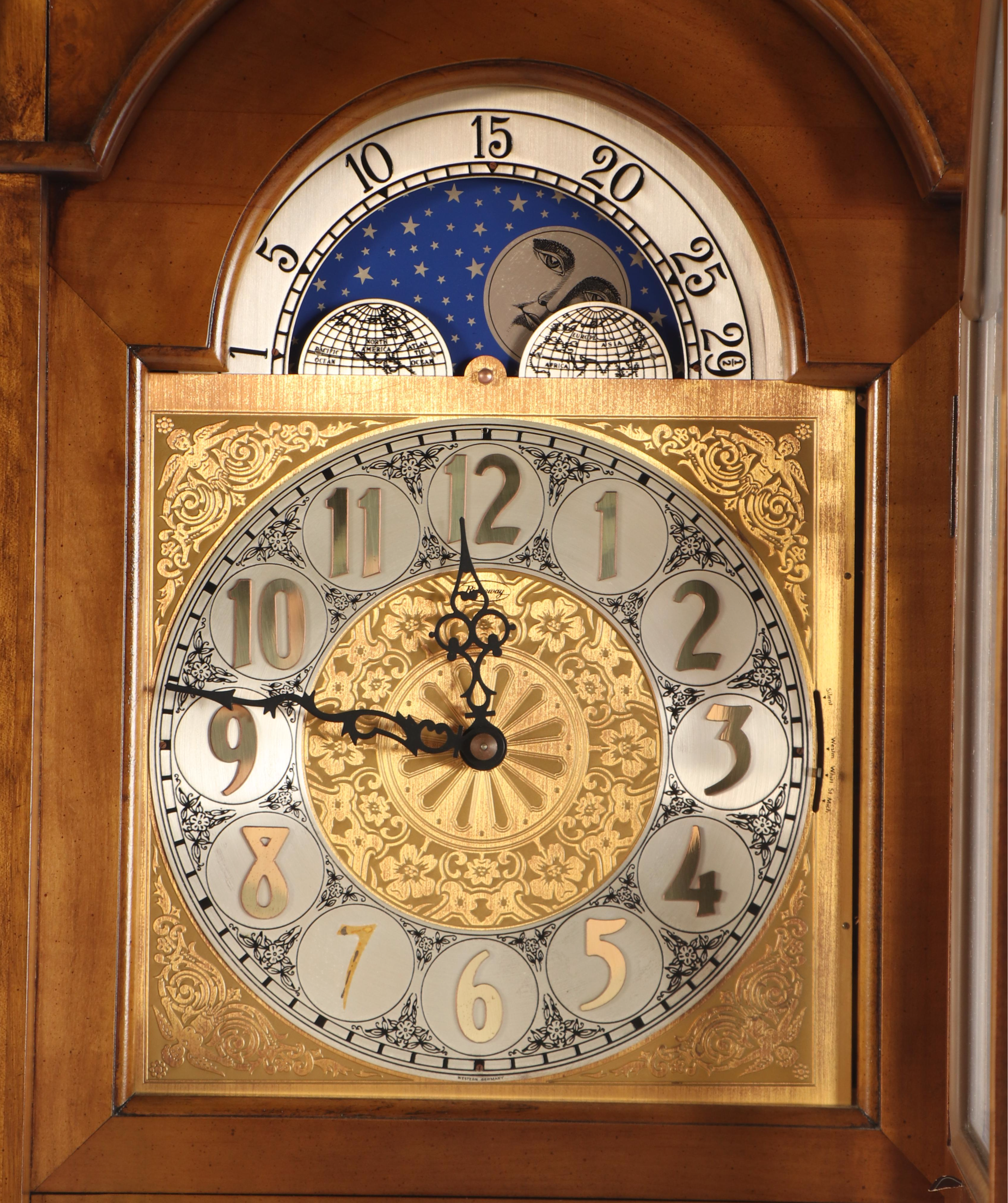 Ridgeway French Burl Wood Grandfather Clock