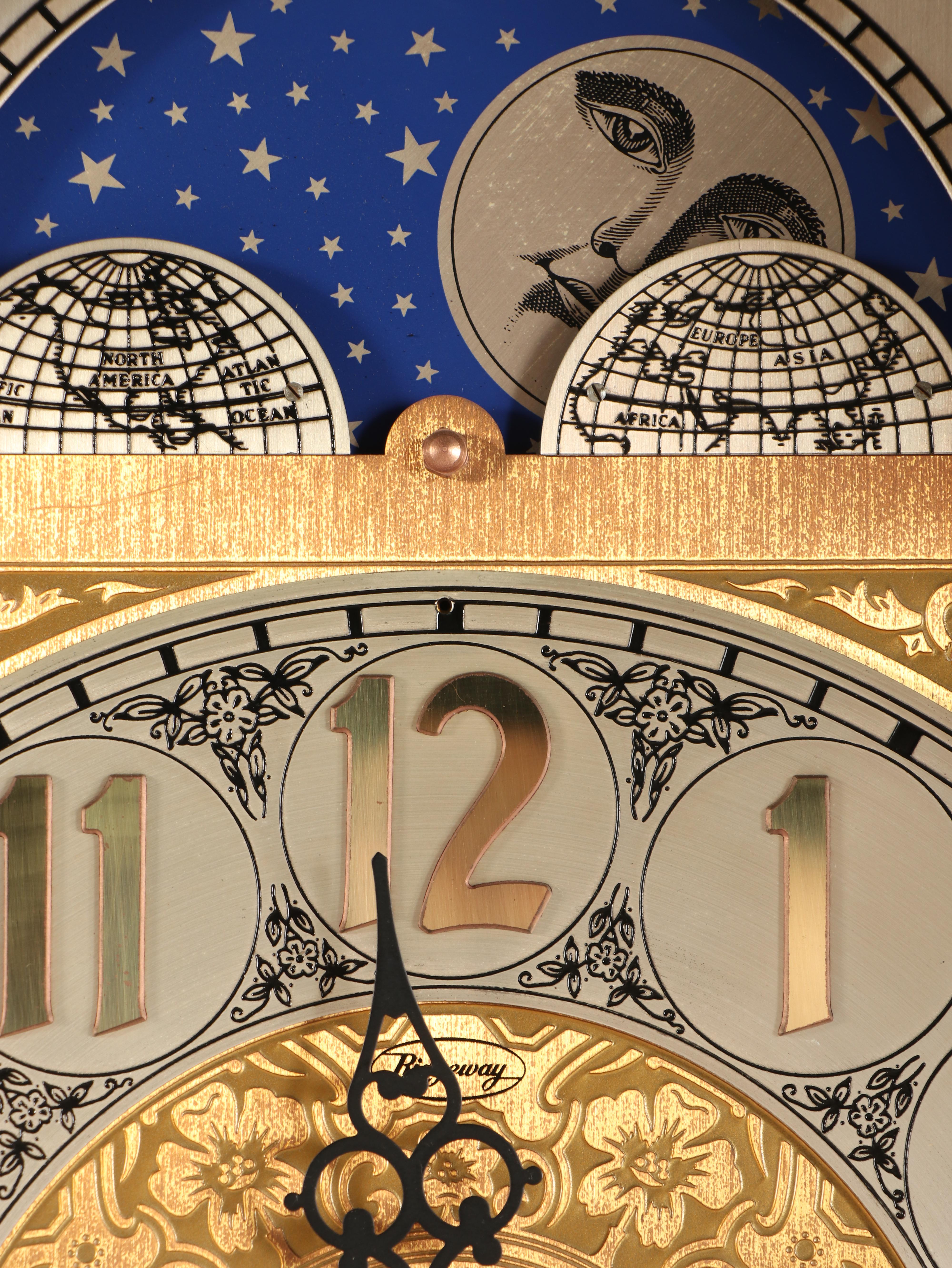 Ridgeway French Burl Wood Grandfather Clock