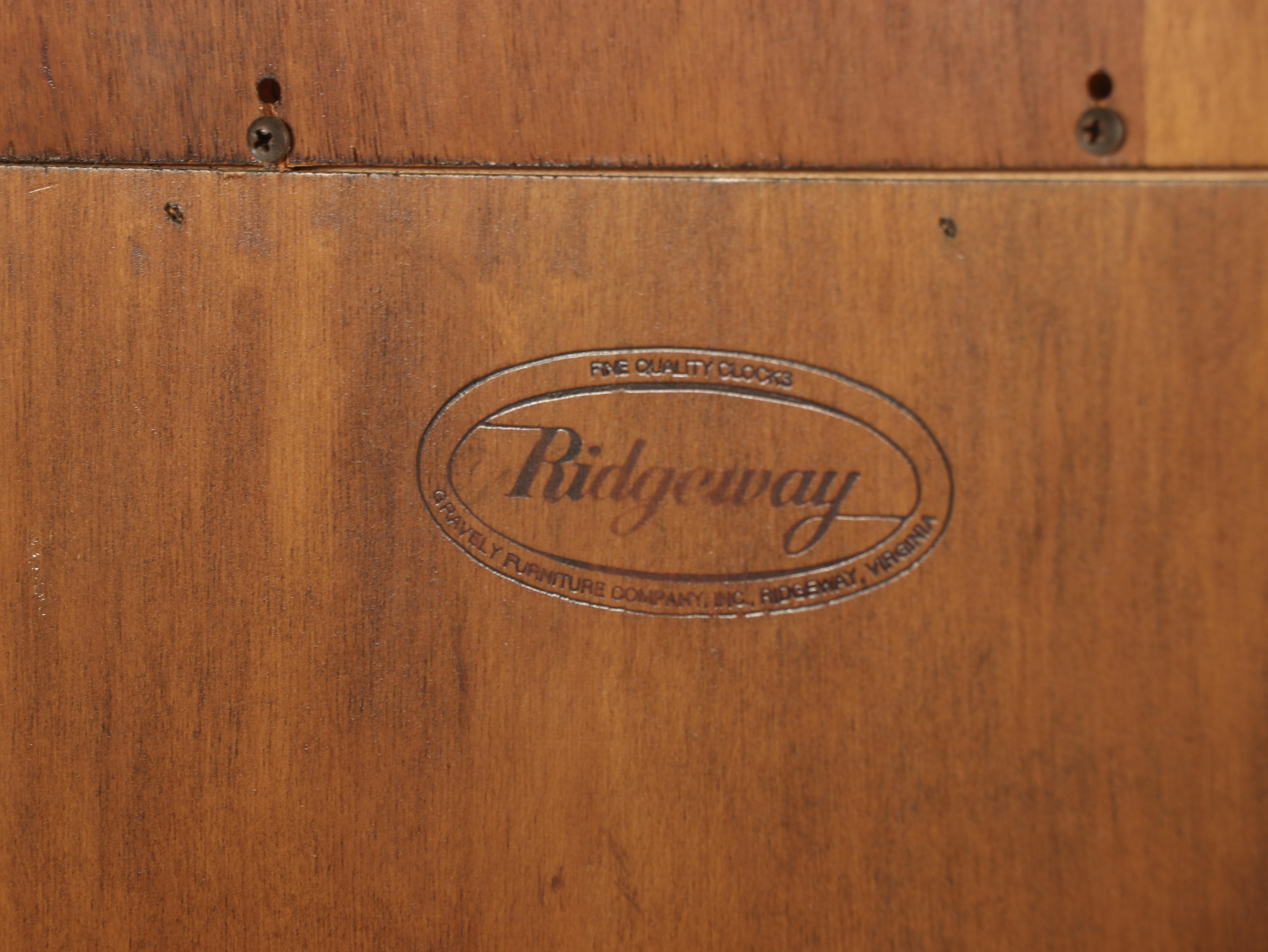 Ridgeway French Burl Wood Grandfather Clock