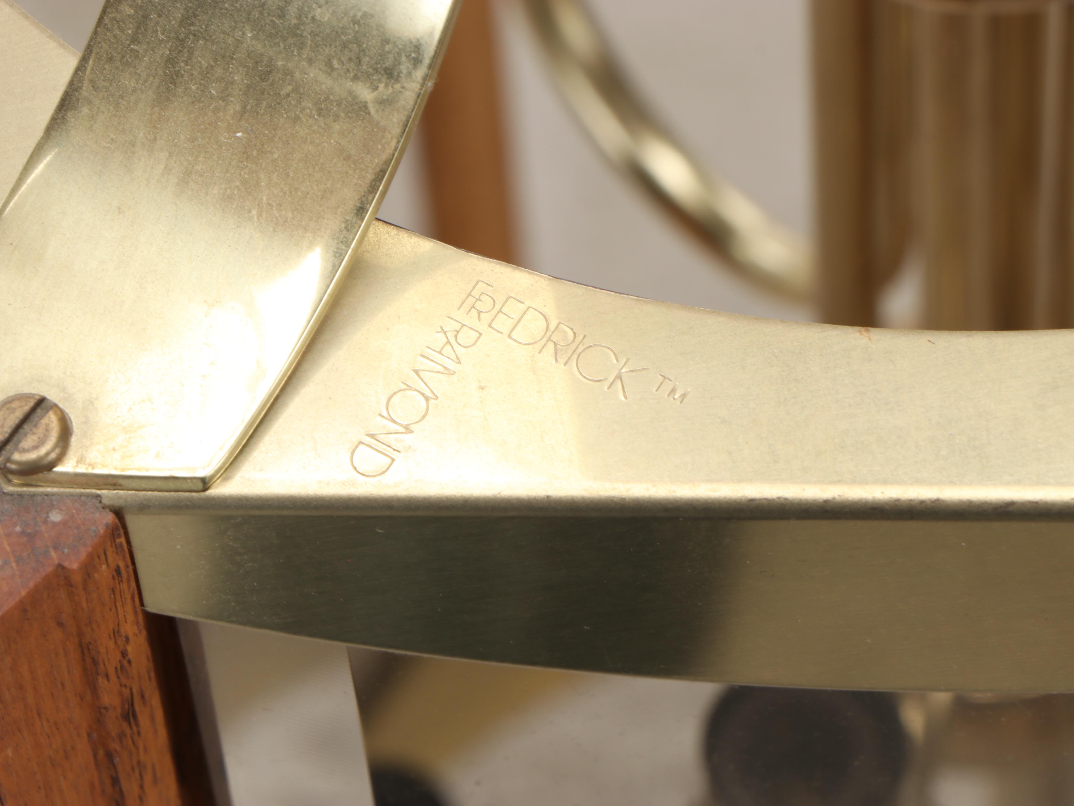 MCM Style Walnut and Brass Foyer Pendant Light, Late 20th Century