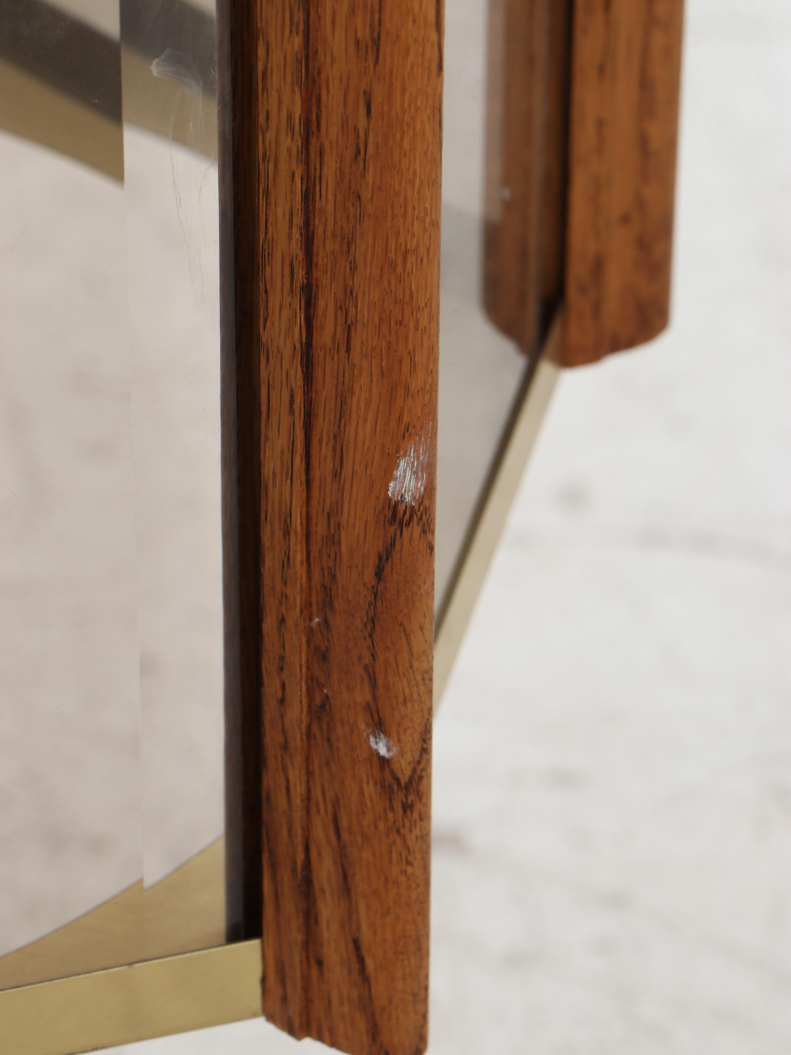 MCM Style Walnut and Brass Foyer Pendant Light, Late 20th Century