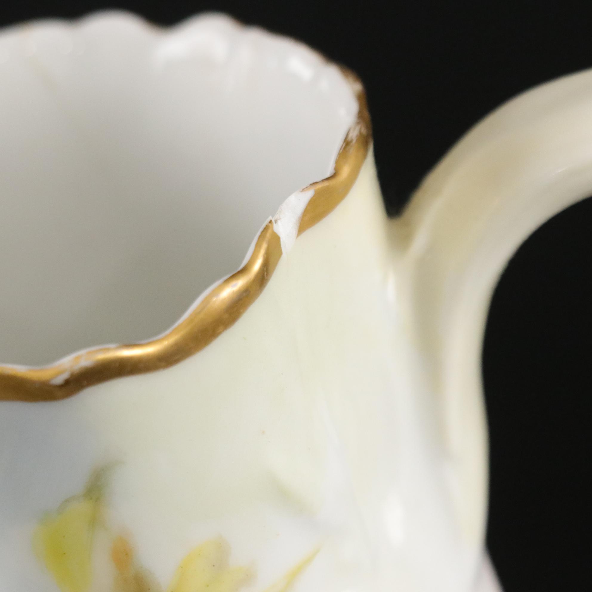 Haviland Limoges Gilt Pitcher & Other French Porcelain Tableware