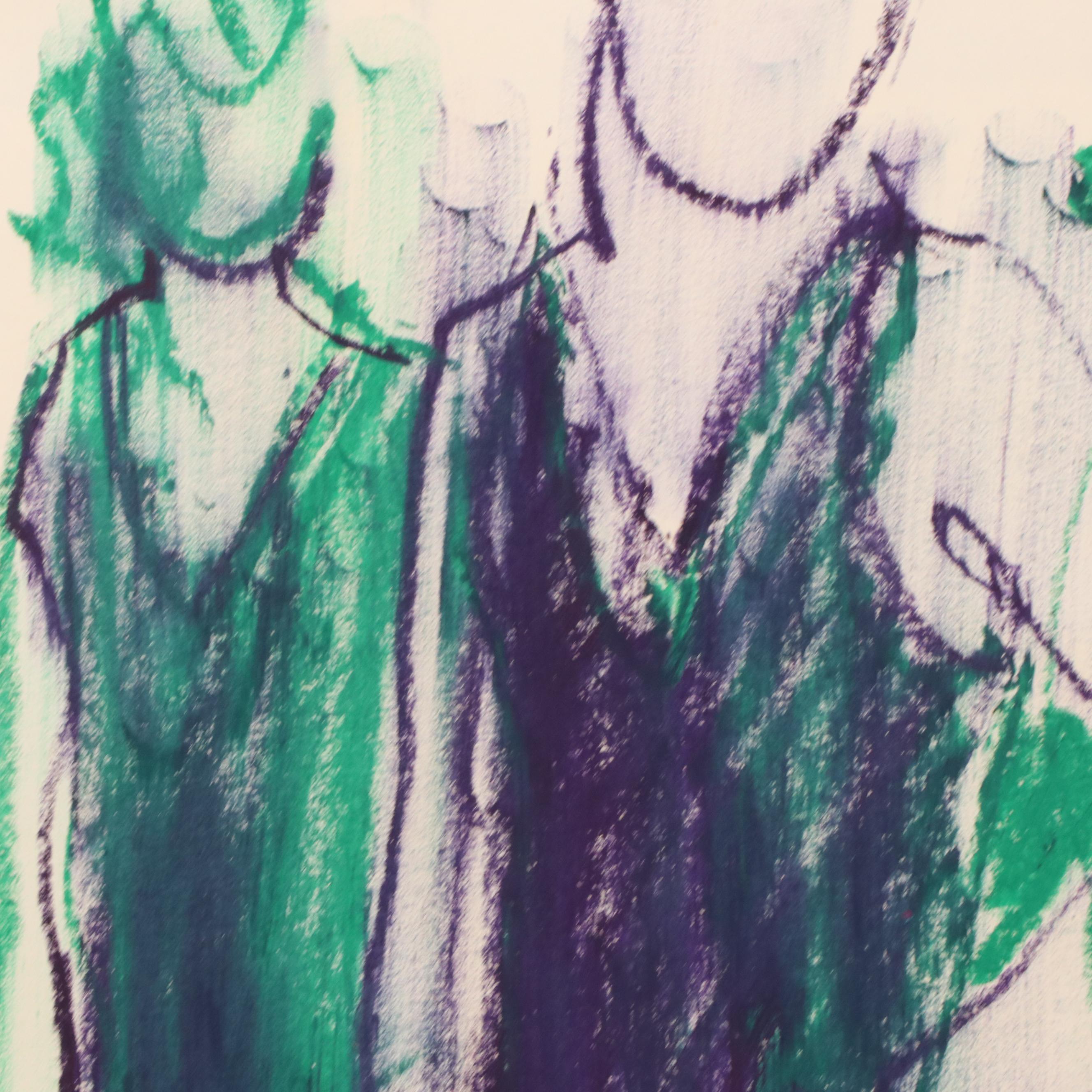 Jack Meanwell Modern Figural Oil Pastel Drawing, 1979