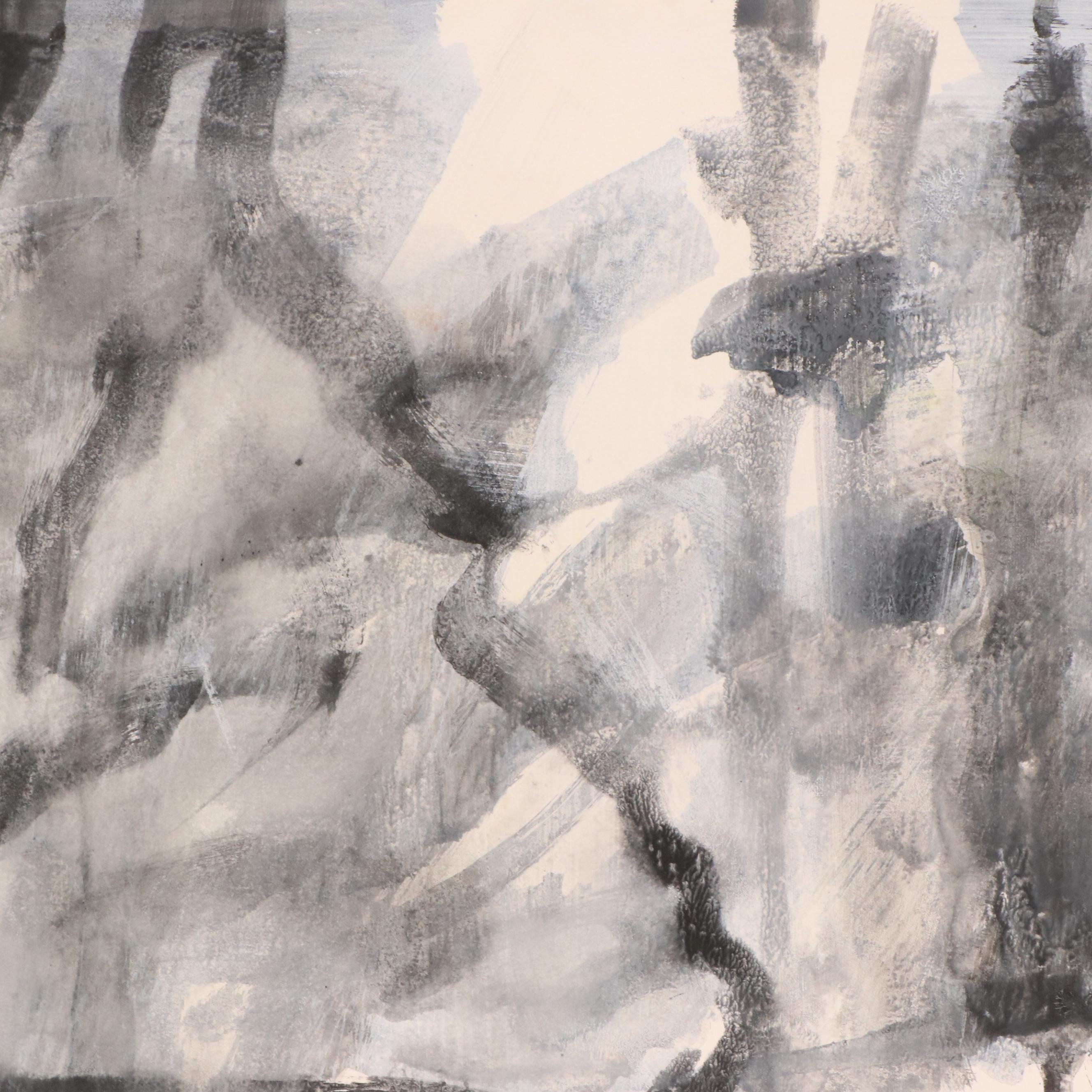 Jack Meanwell Abstract Modern Mixed Media Painting, Late 20th Century