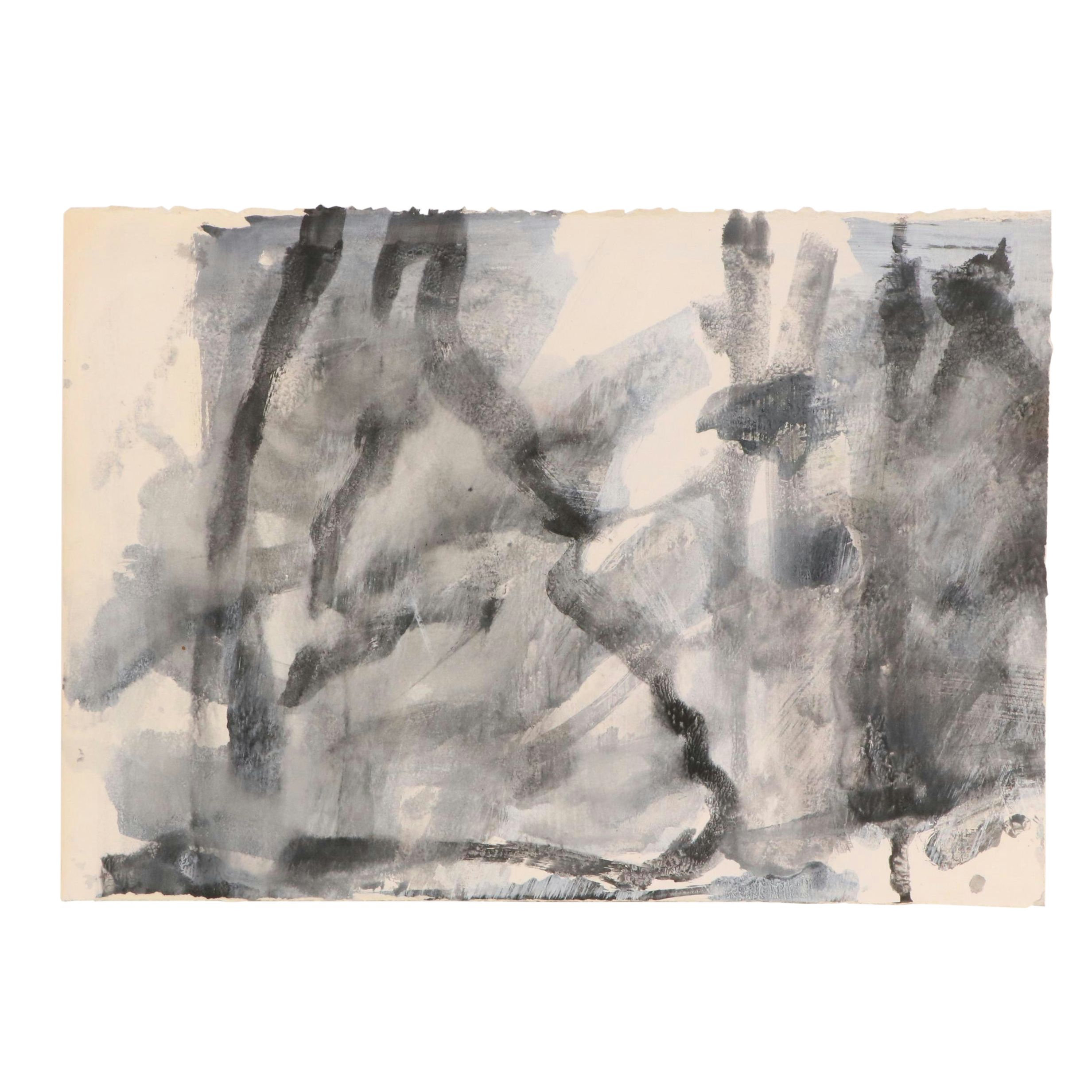 Jack Meanwell Abstract Modern Mixed Media Painting, Late 20th Century