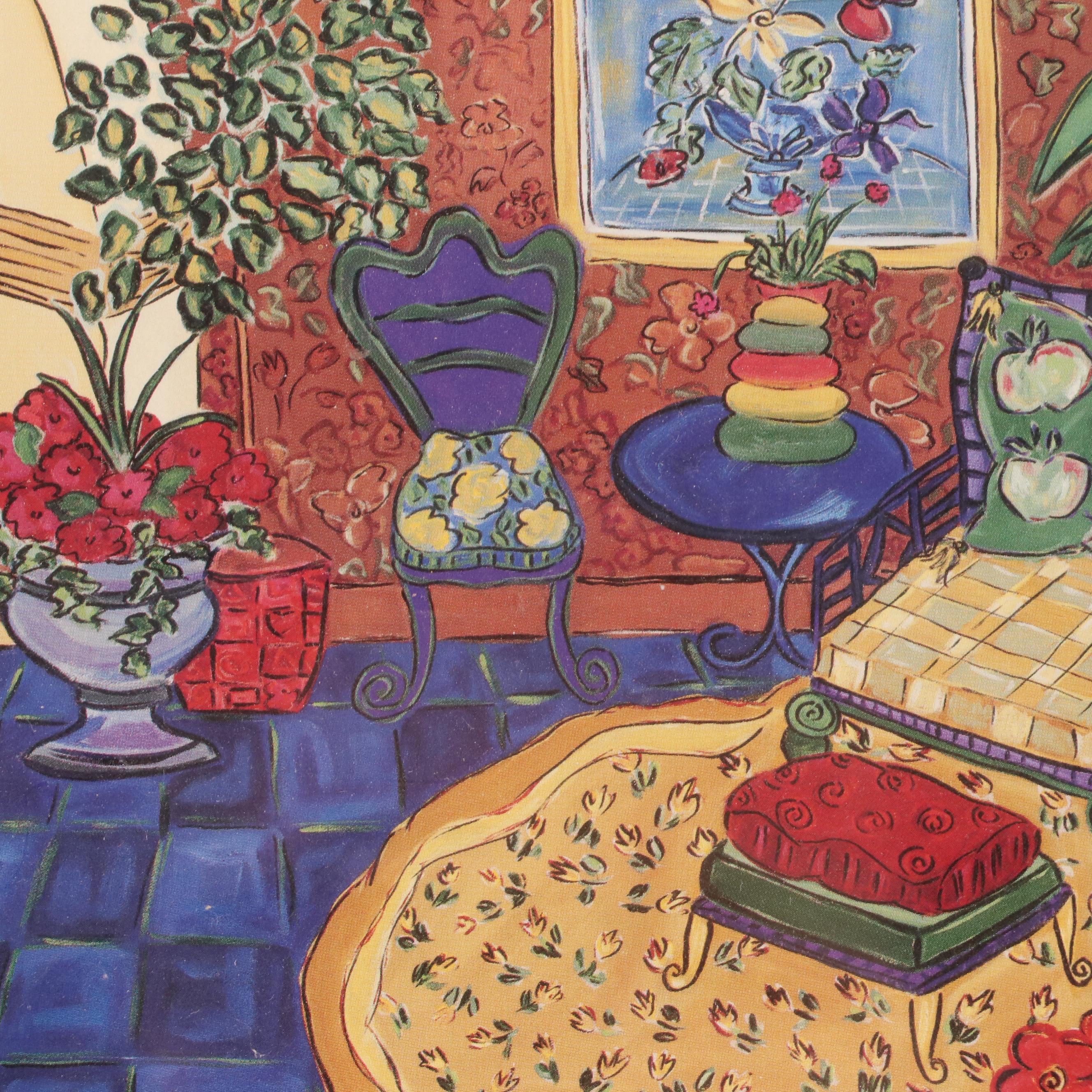 Offset Lithographs of Stylized Interior Scenes, 21st Century