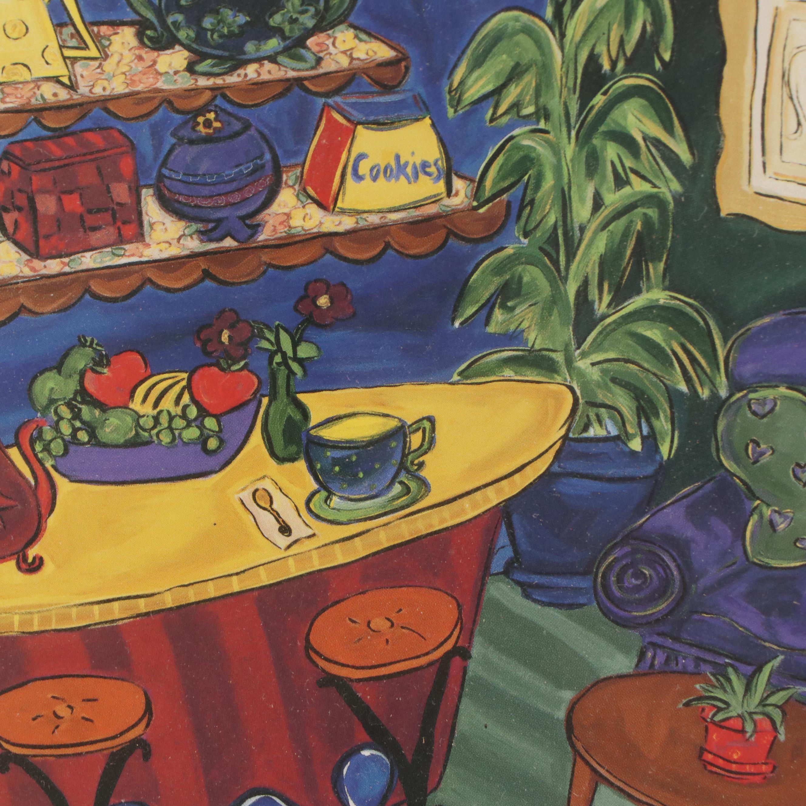 Offset Lithographs of Stylized Interior Scenes, 21st Century