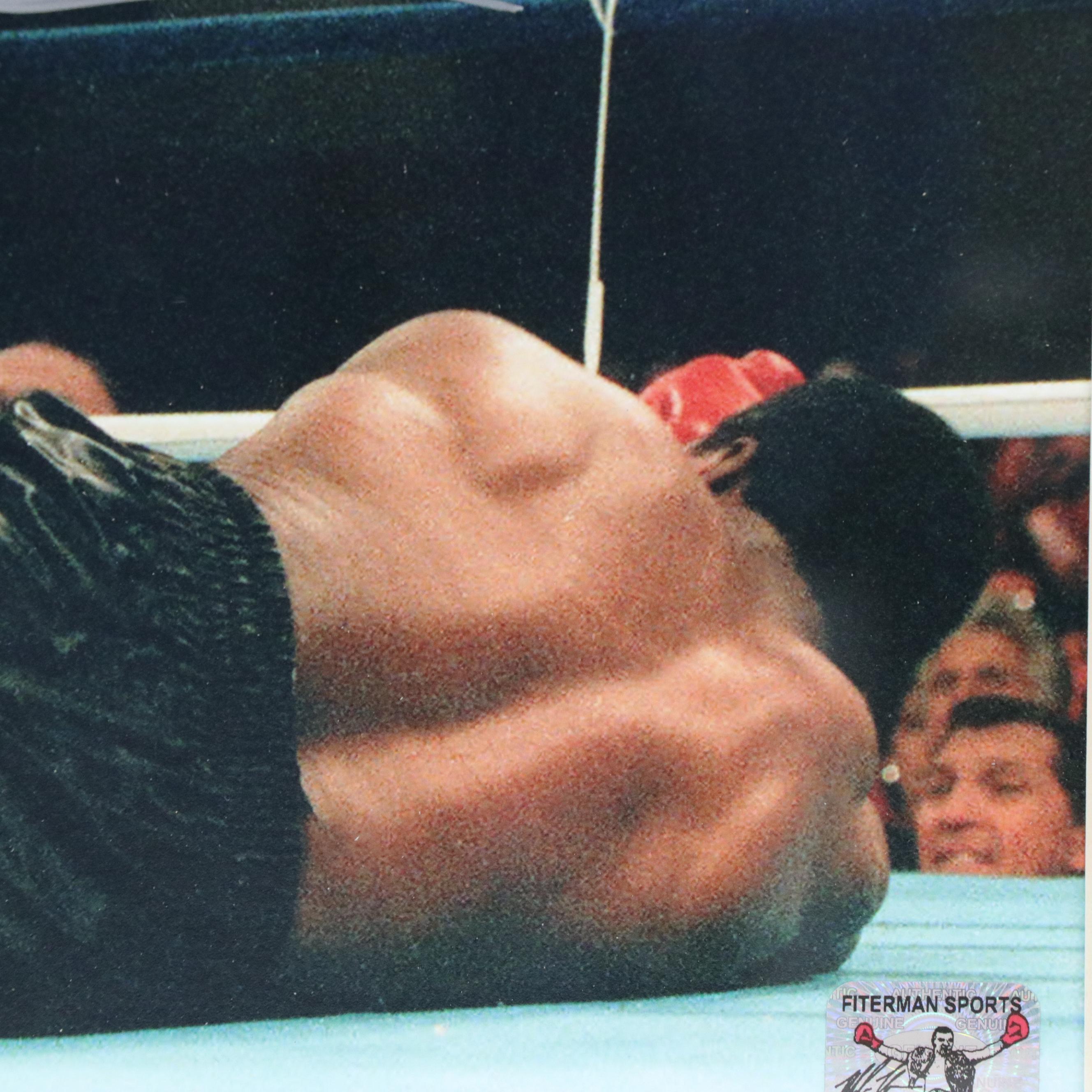 Mike Tyson Signed Trevor Berbick Knockout Boxing Print in Matted Frame, Beckett