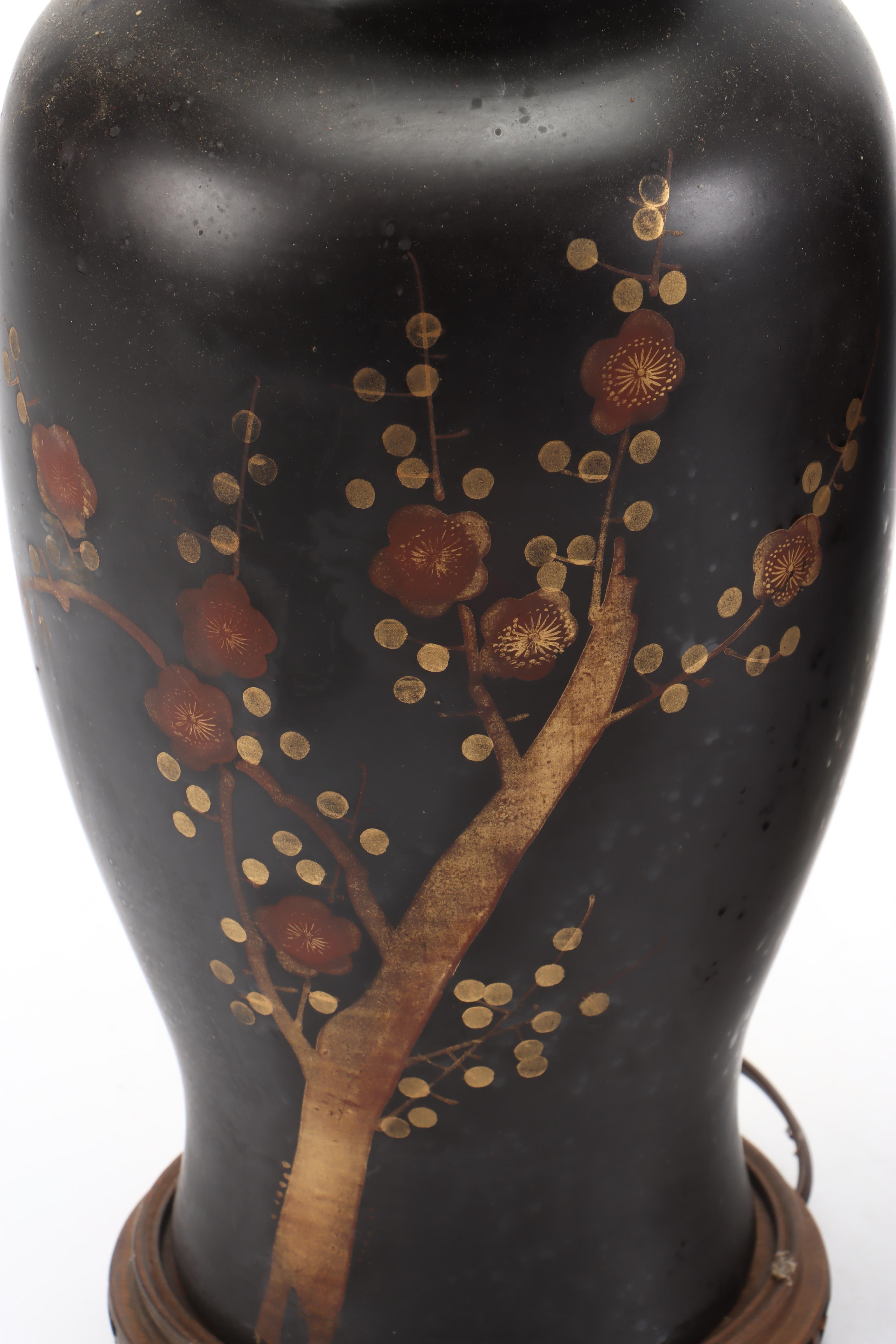 Japanese Hand-Painted Ceramic and Metal Table Lamps, Mid-20th Century