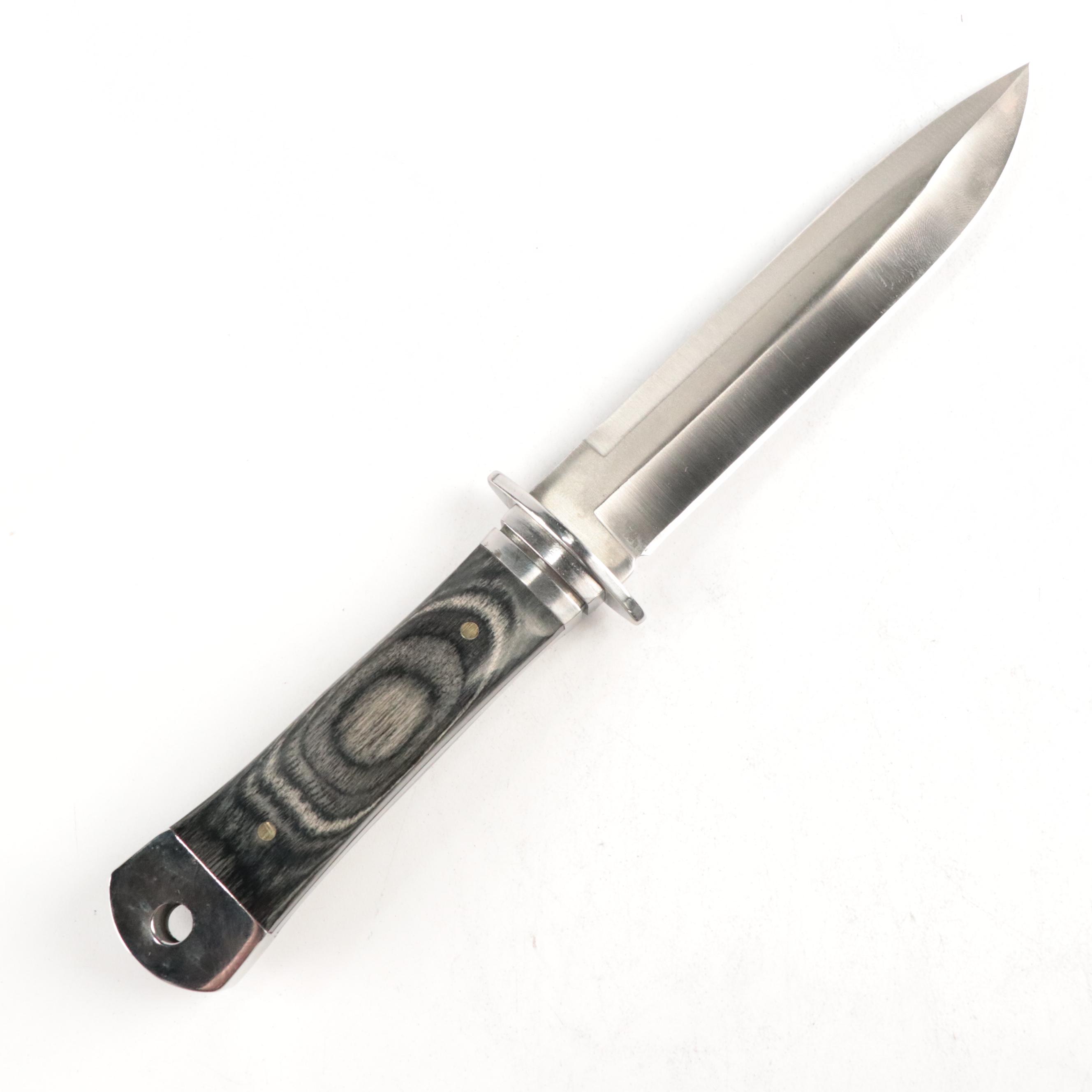 Damascus Steel and Antler Handled Skinner Knives with Hunting Knife