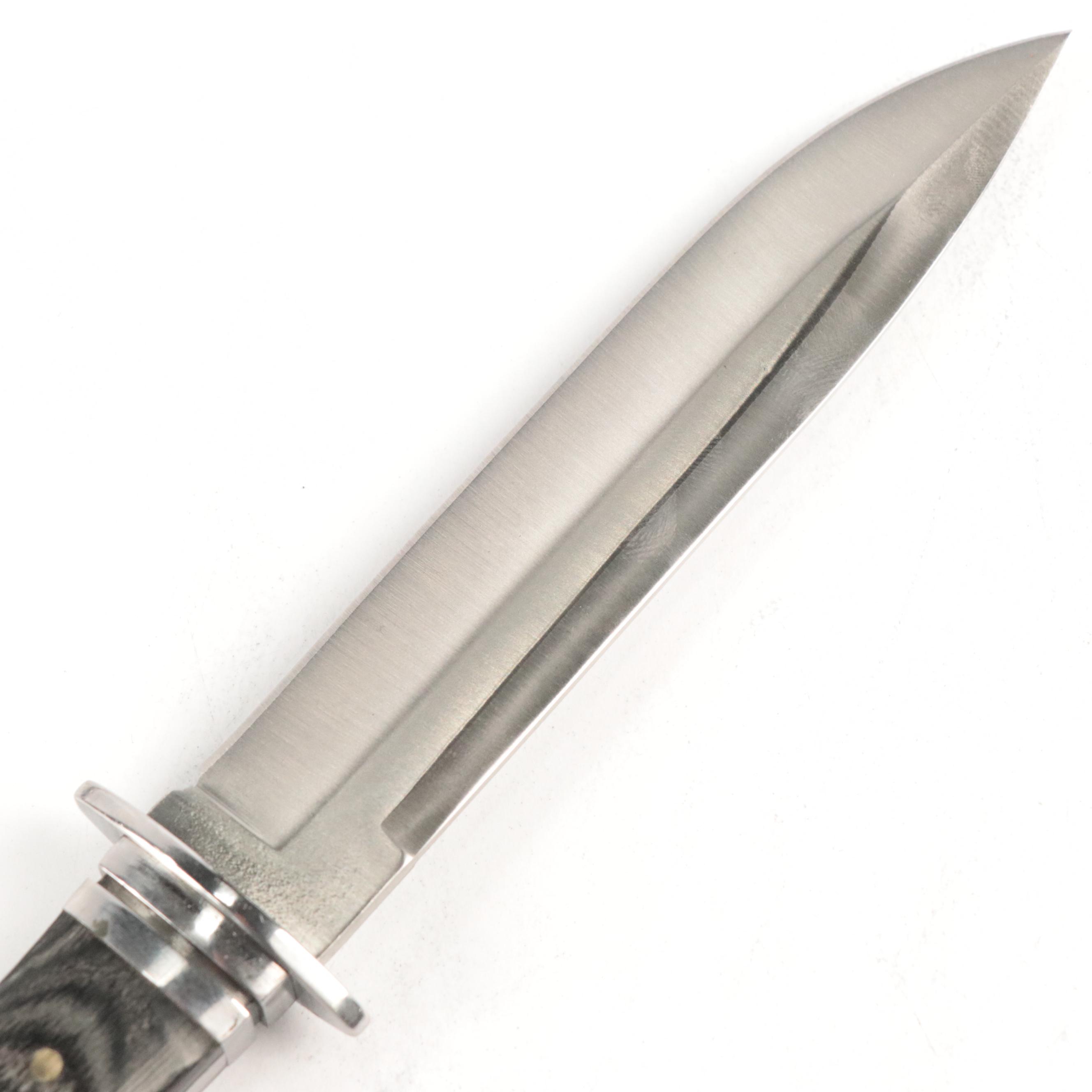 Damascus Steel and Antler Handled Skinner Knives with Hunting Knife