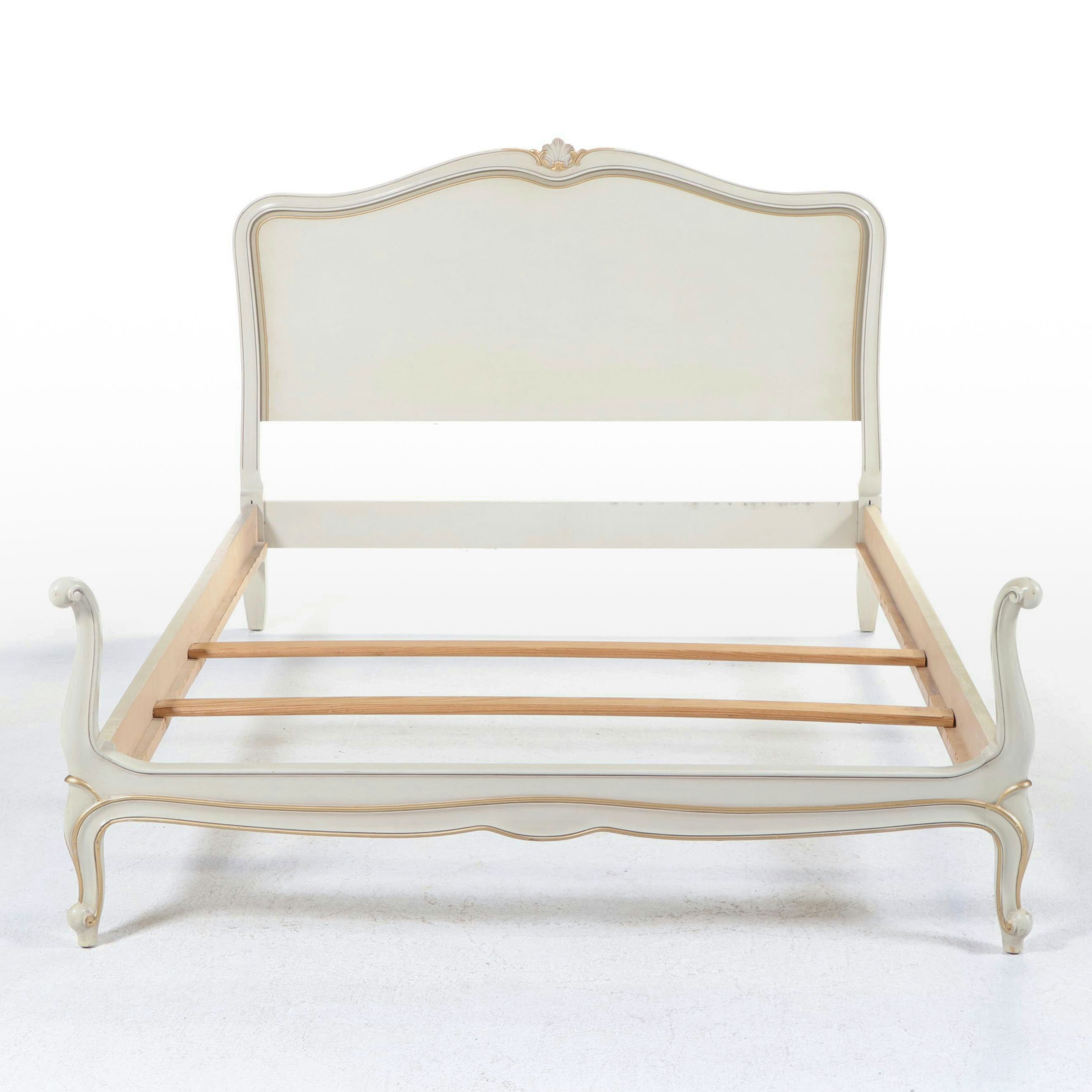 Drexel "Touraine" Louis XV Style Painted and Parcel Gilt Full Size Bed Frame