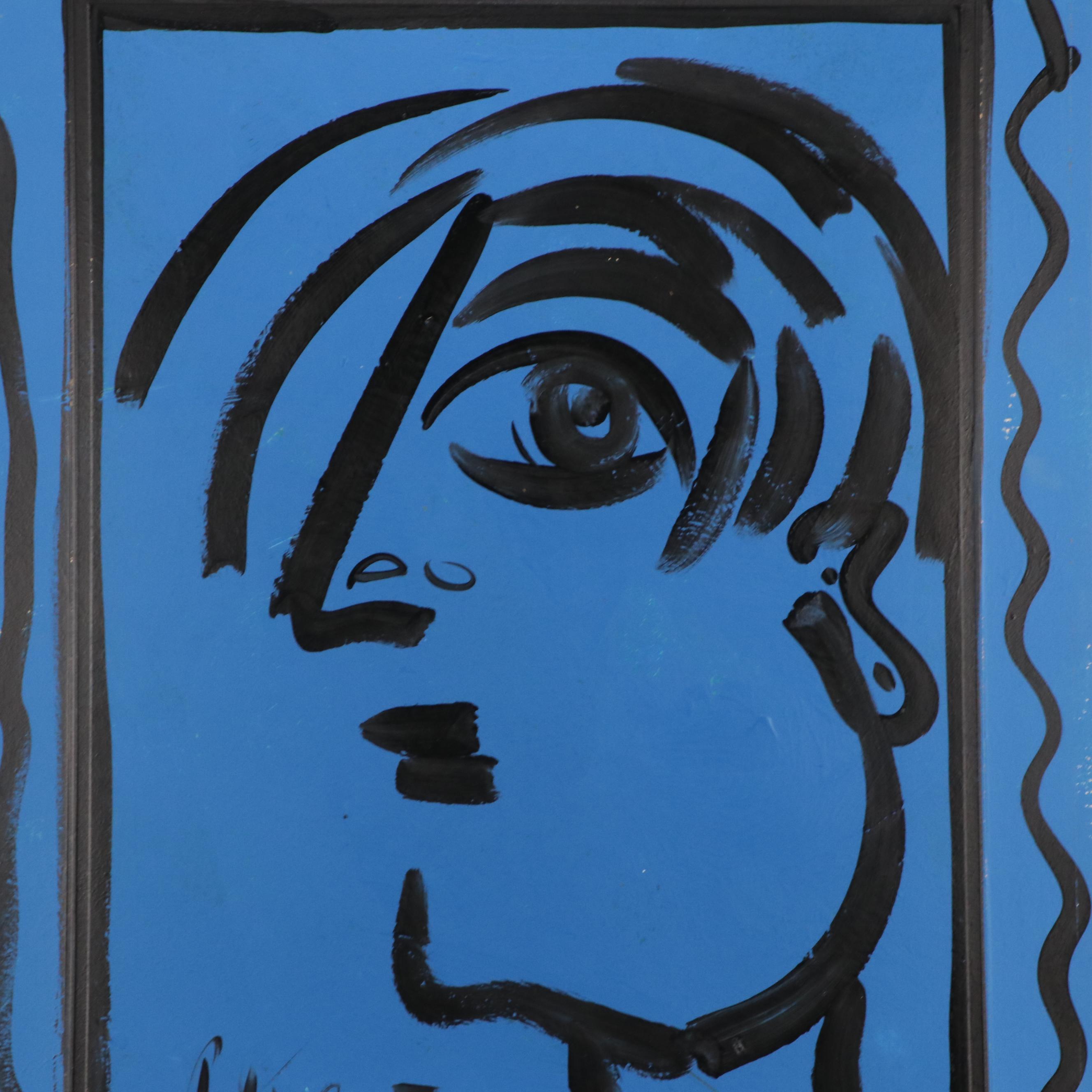 Peter Robert Keil Stylized Acrylic Portrait "Blue Pablo Picasso"