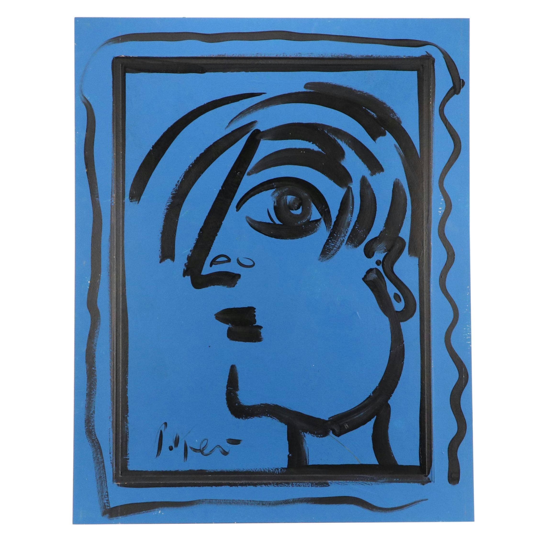 Peter Robert Keil Stylized Acrylic Portrait "Blue Pablo Picasso"