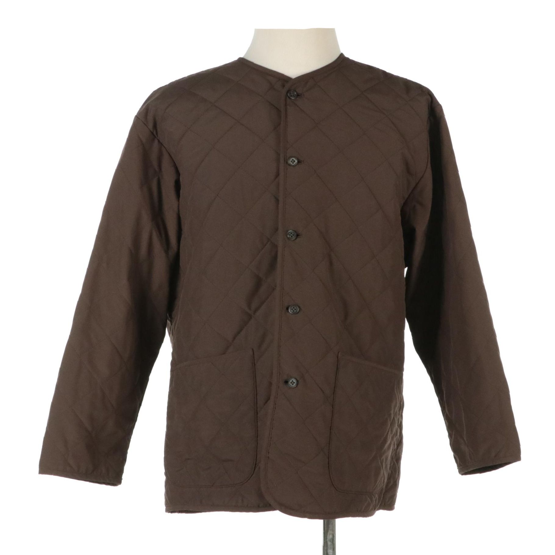 Men's Burberrys Quilted Brown Button-Front Jacket