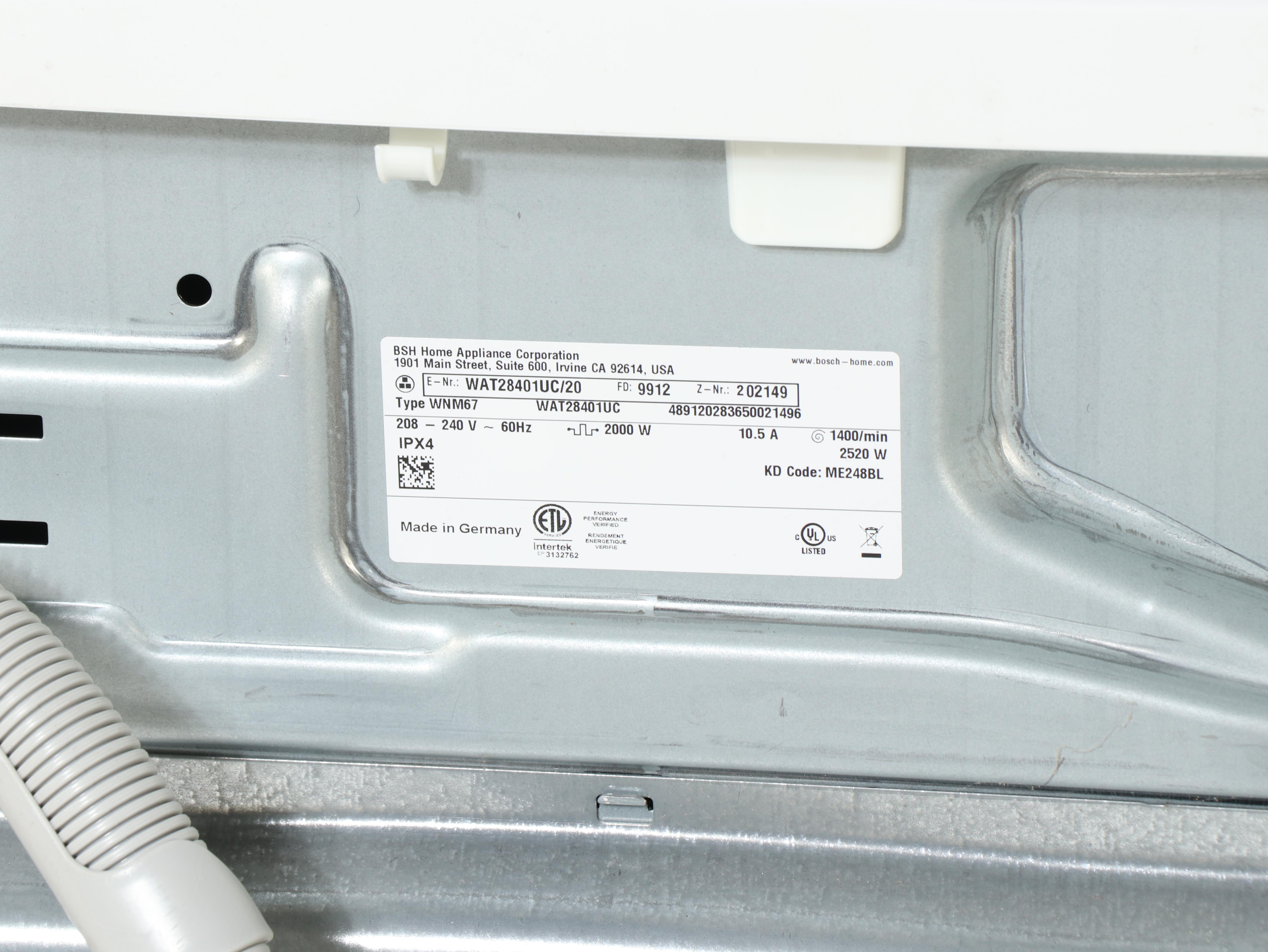 Bosch White 500 Series Compact Front Load Washer and Dryer