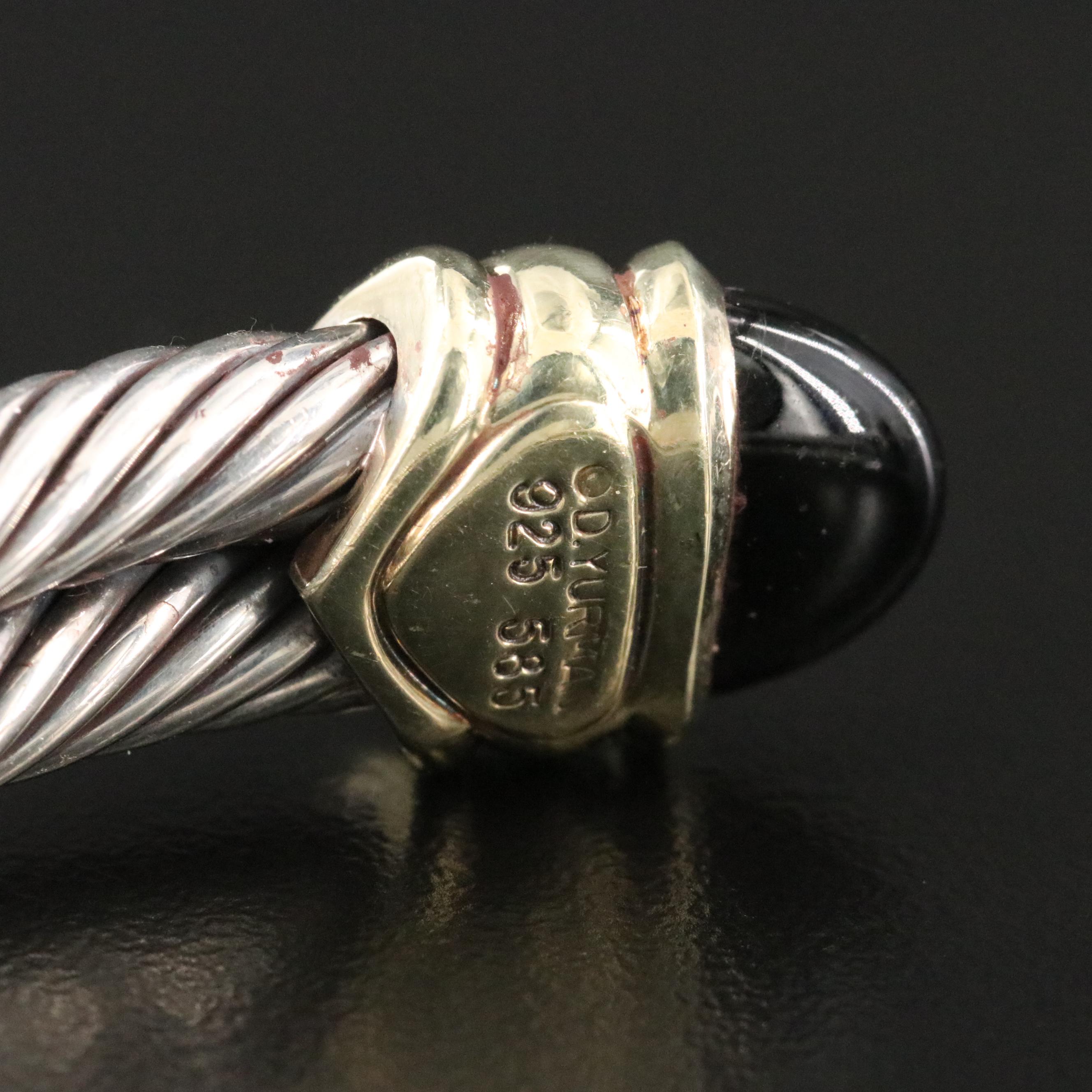 David Yurman Renaissance Sterling, 14K Black Onyx and Citrine Cuff Bracelet