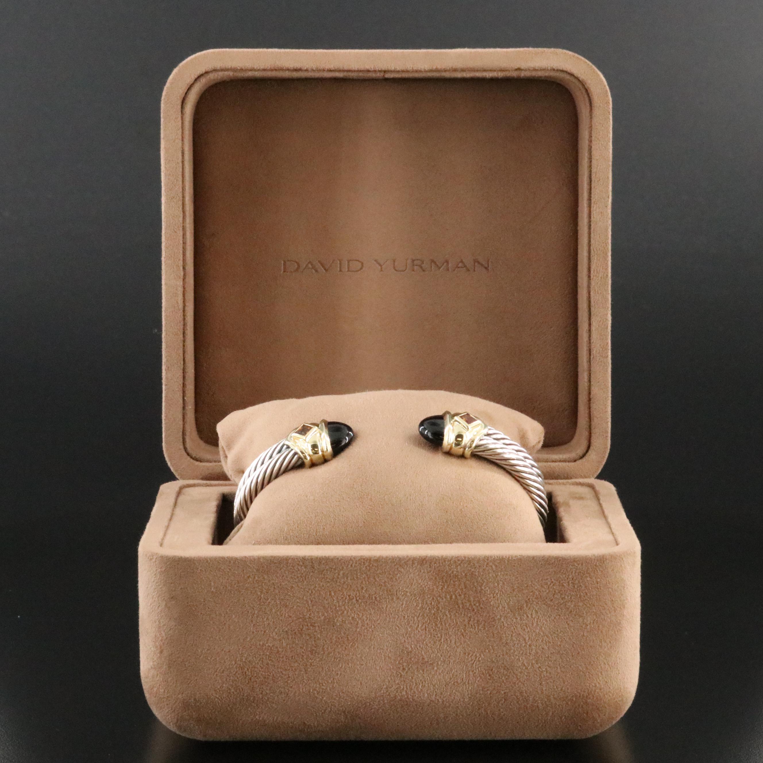 David Yurman Renaissance Sterling, 14K Black Onyx and Citrine Cuff Bracelet