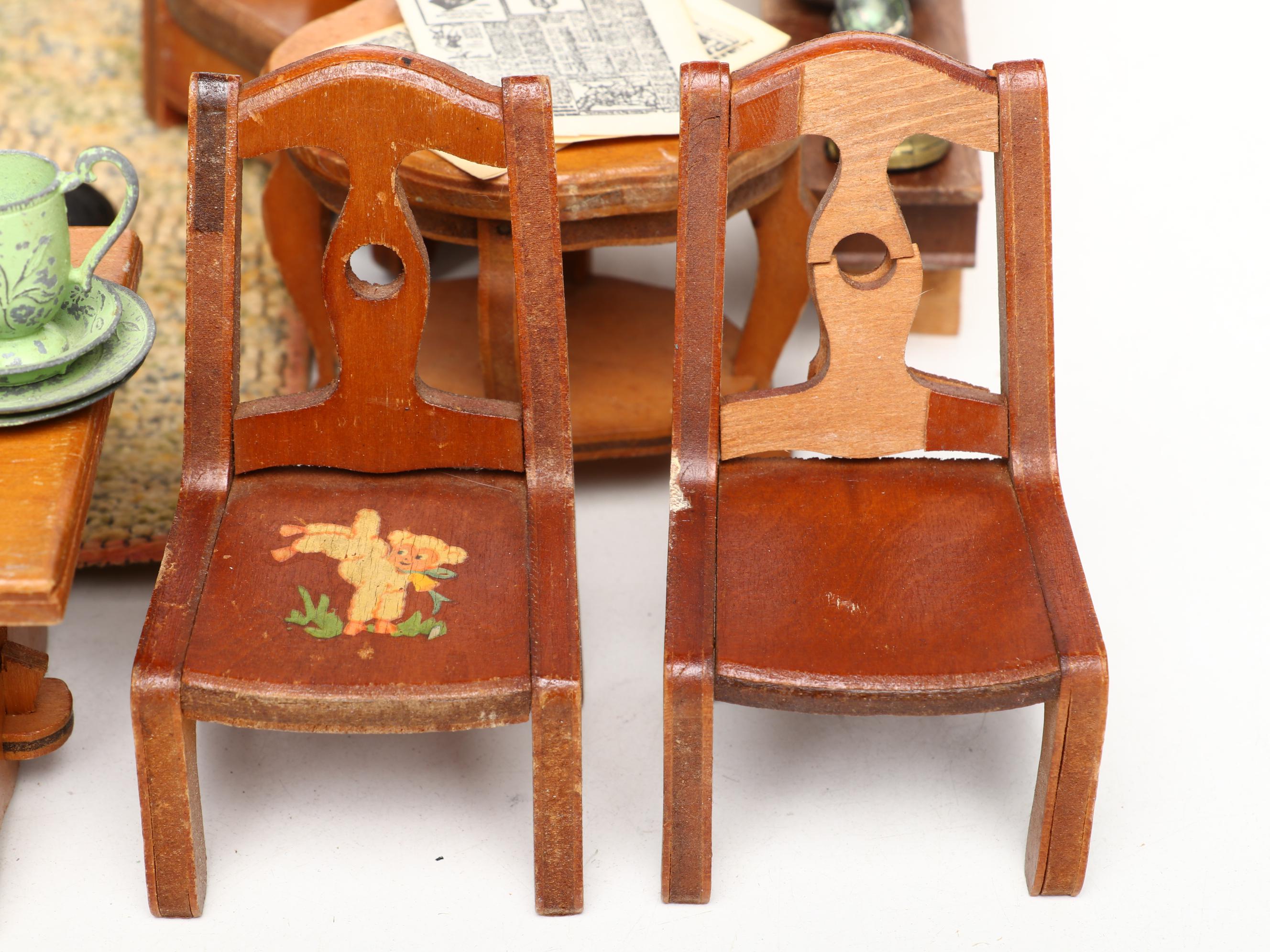 Miniature Doll House China Cabinet, Couch, Tables, Chairs, and More