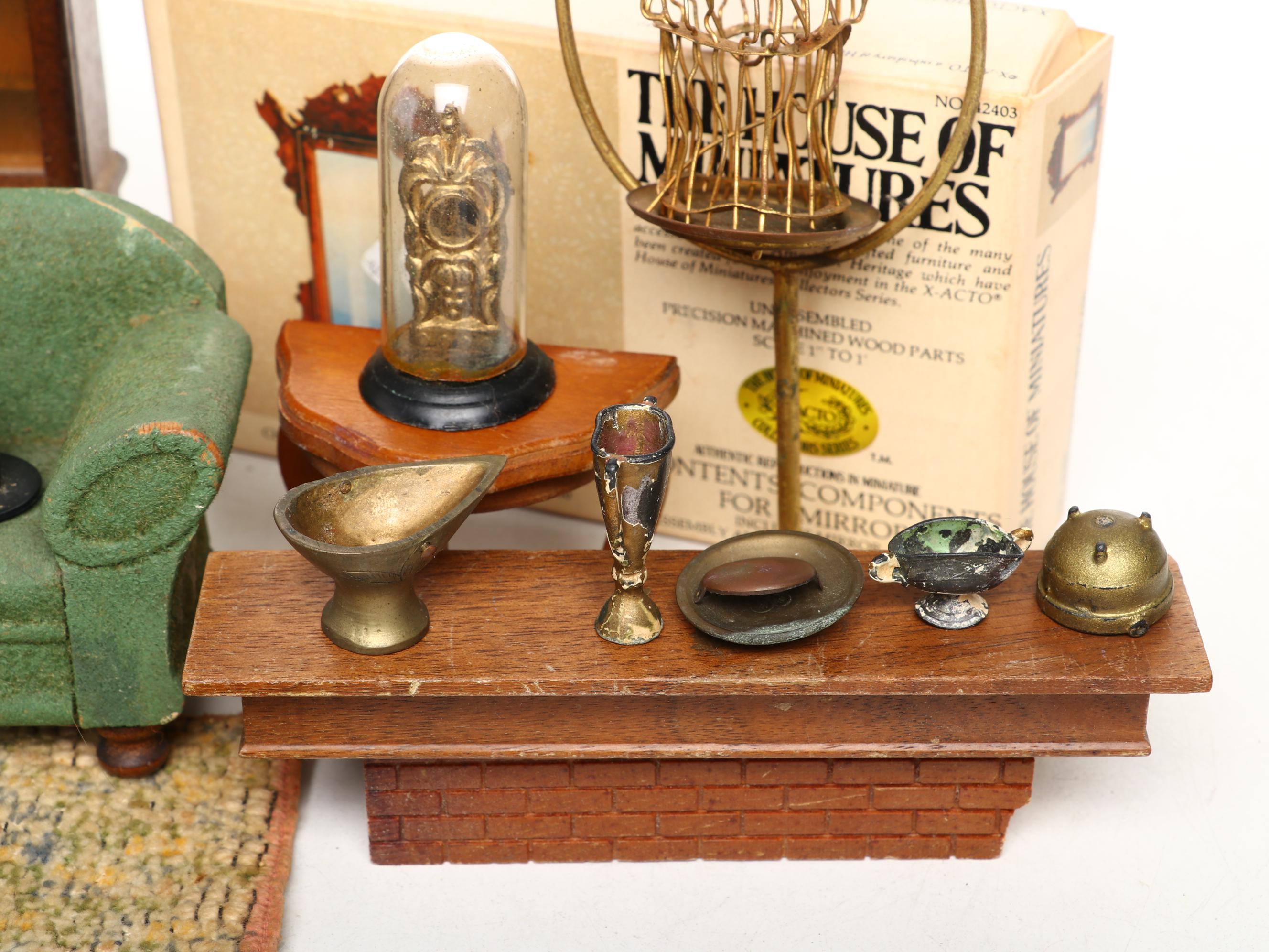 Miniature Doll House China Cabinet, Couch, Tables, Chairs, and More