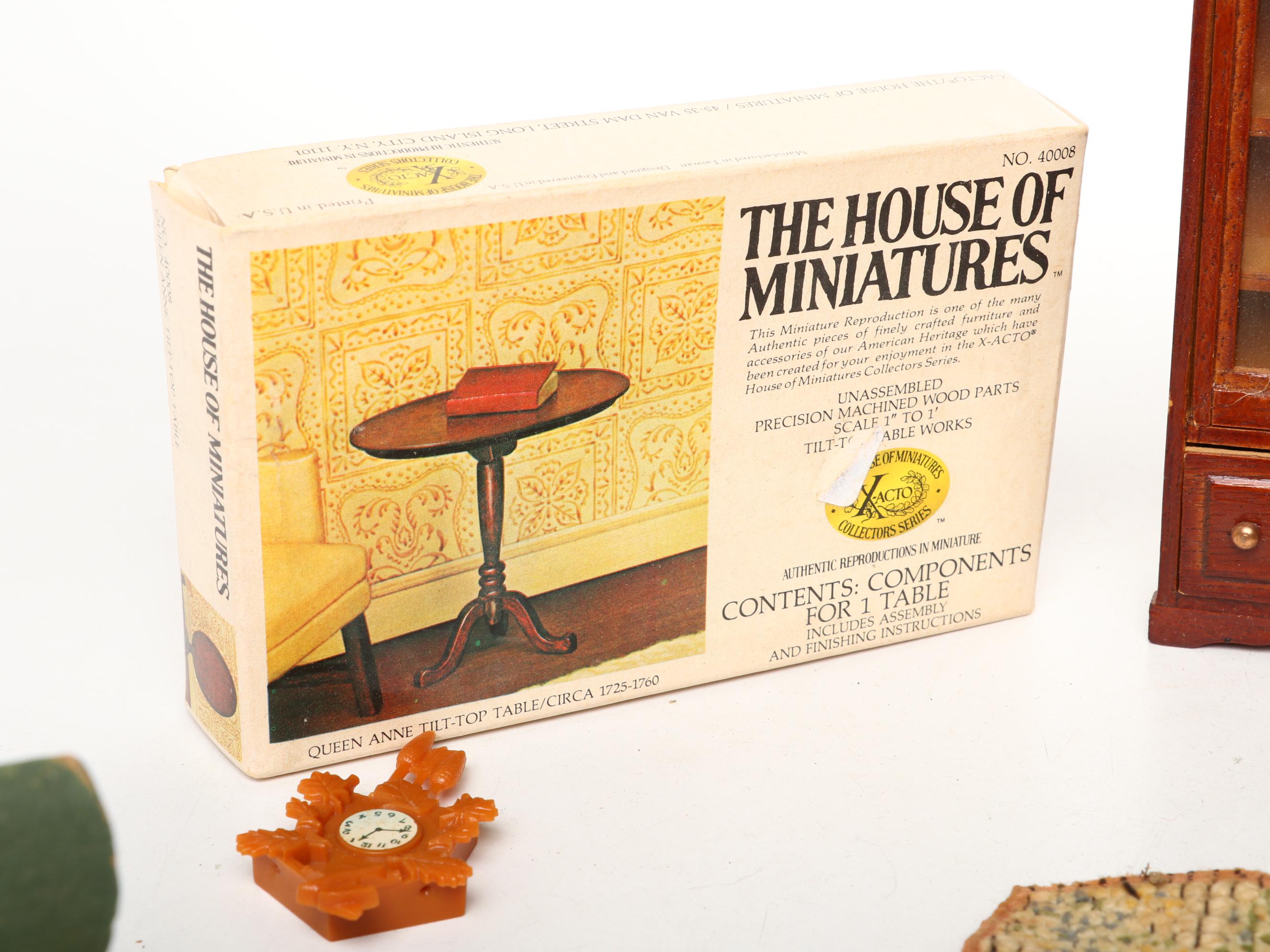 Miniature Doll House China Cabinet, Couch, Tables, Chairs, and More