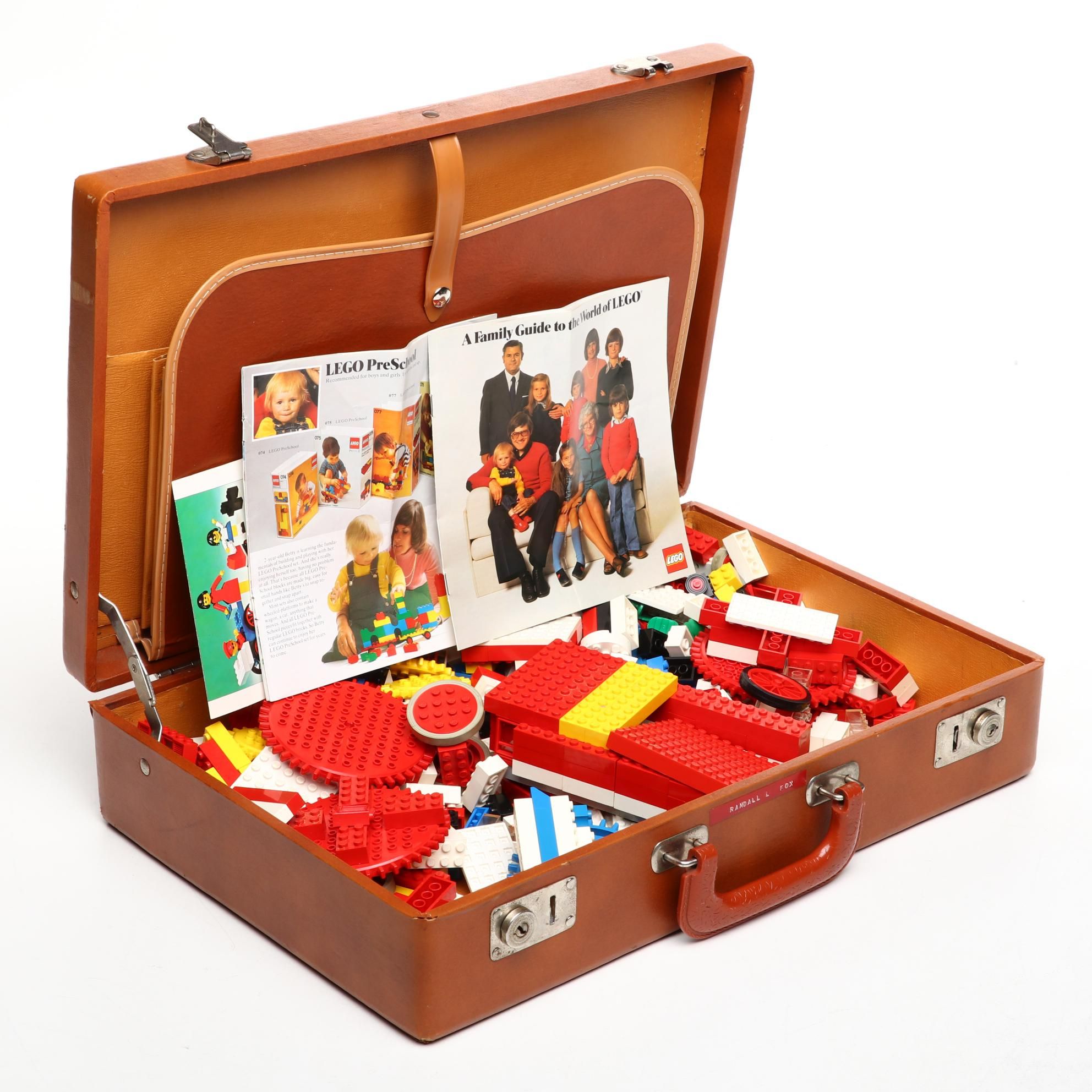 LEGO Building Blocks with Pamphlets and Vintage Vinyl Briefcase