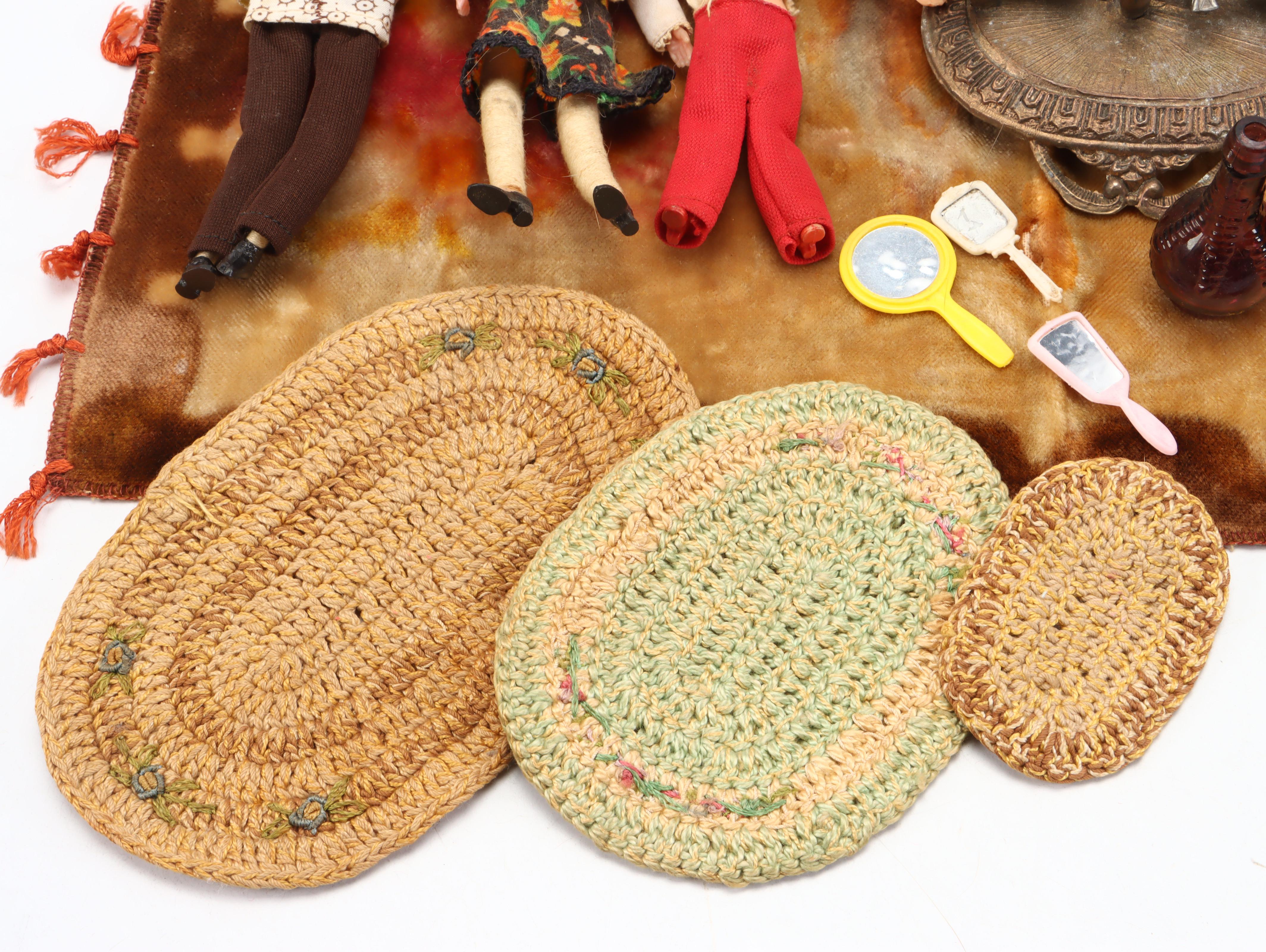 Plastic and Fabric Dolls with Miniature Furniture and Accessories