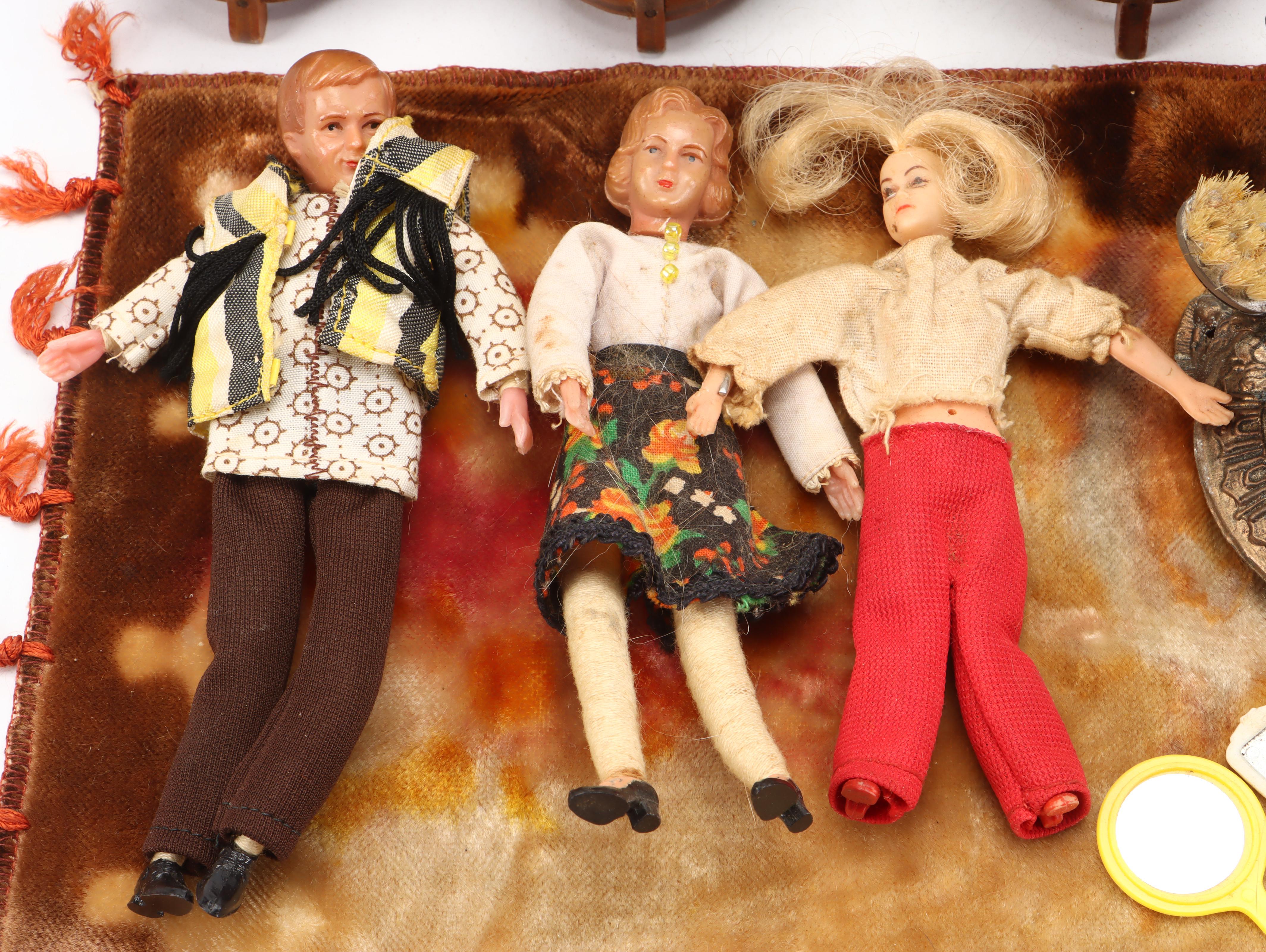 Plastic and Fabric Dolls with Miniature Furniture and Accessories