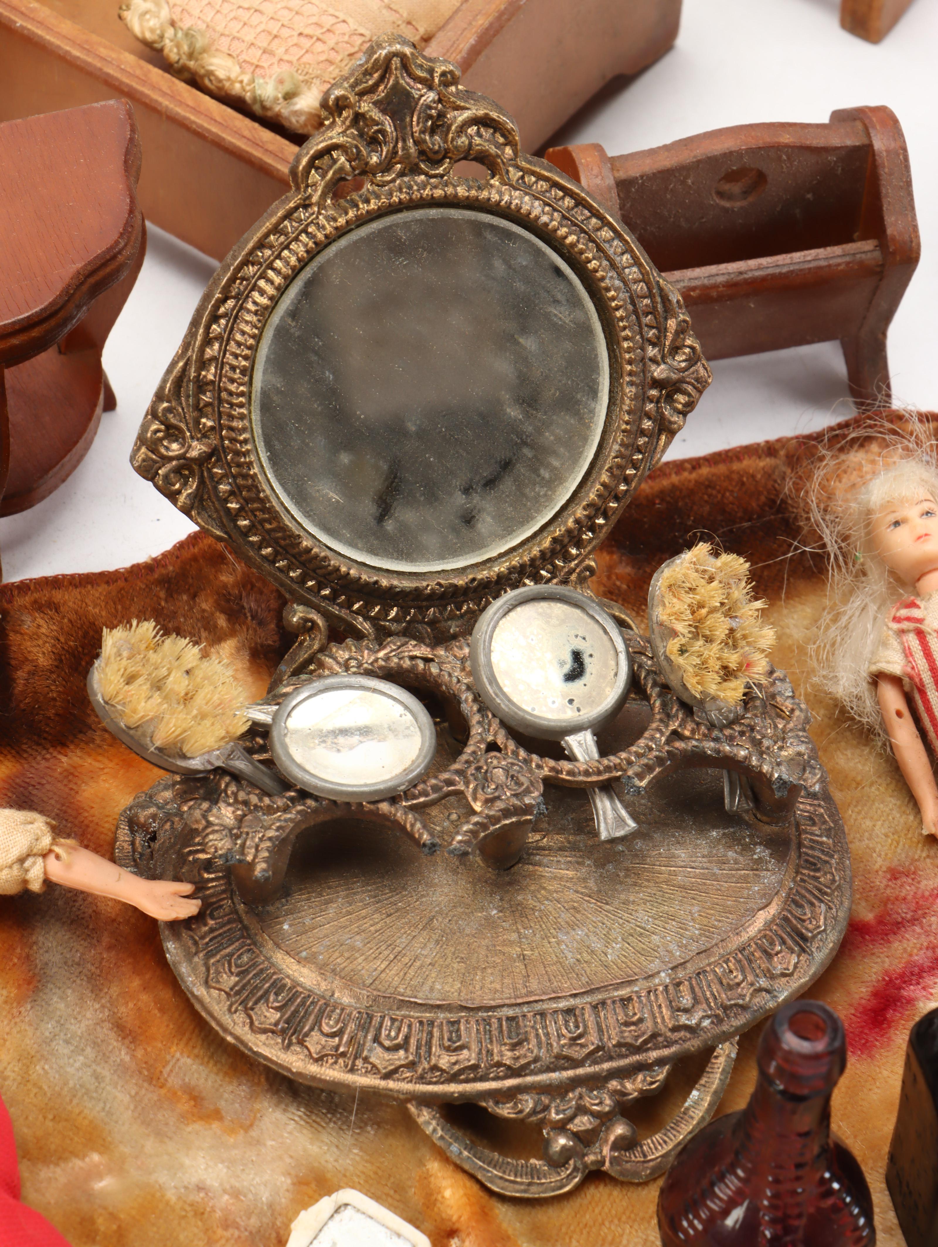 Plastic and Fabric Dolls with Miniature Furniture and Accessories