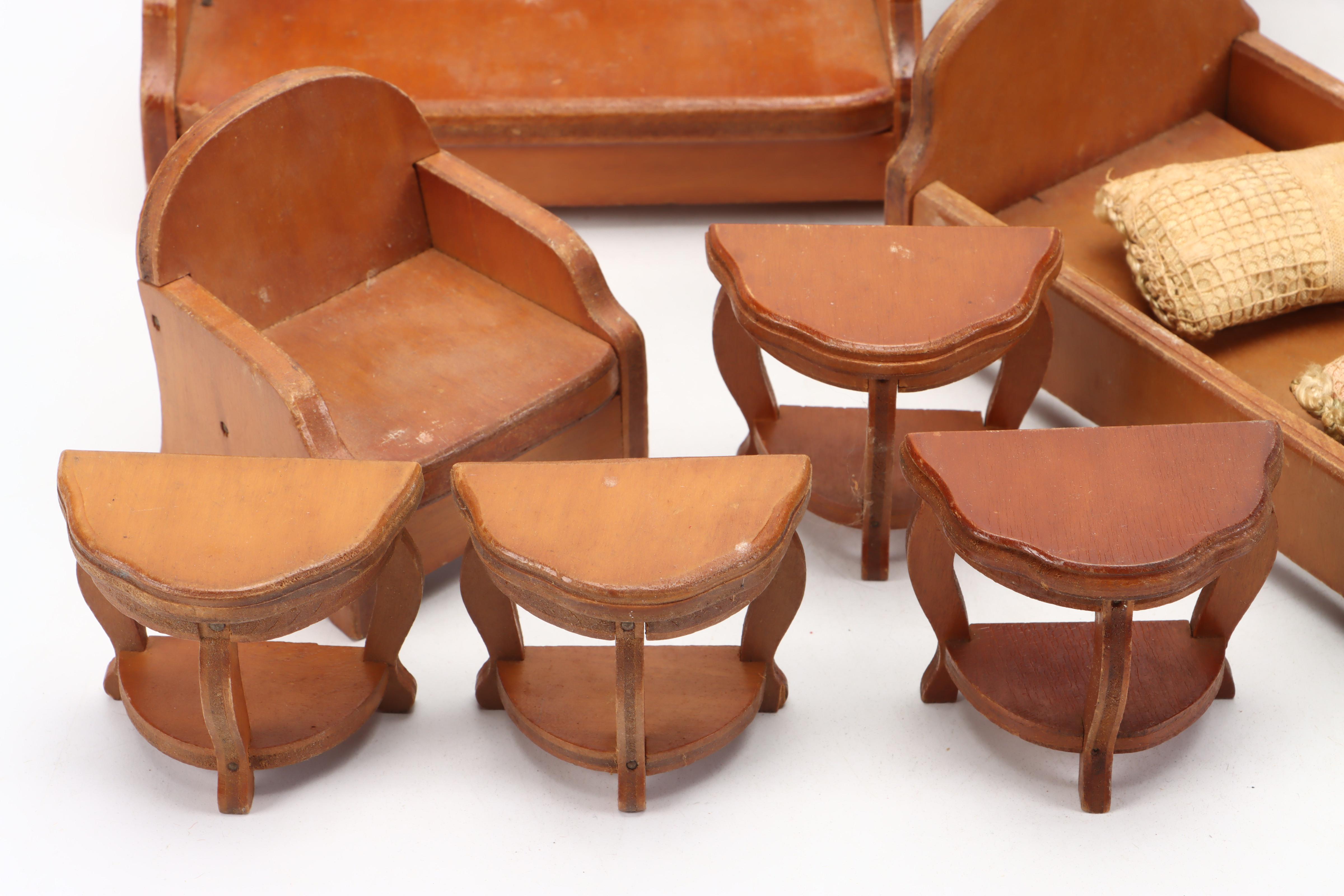 Plastic and Fabric Dolls with Miniature Furniture and Accessories