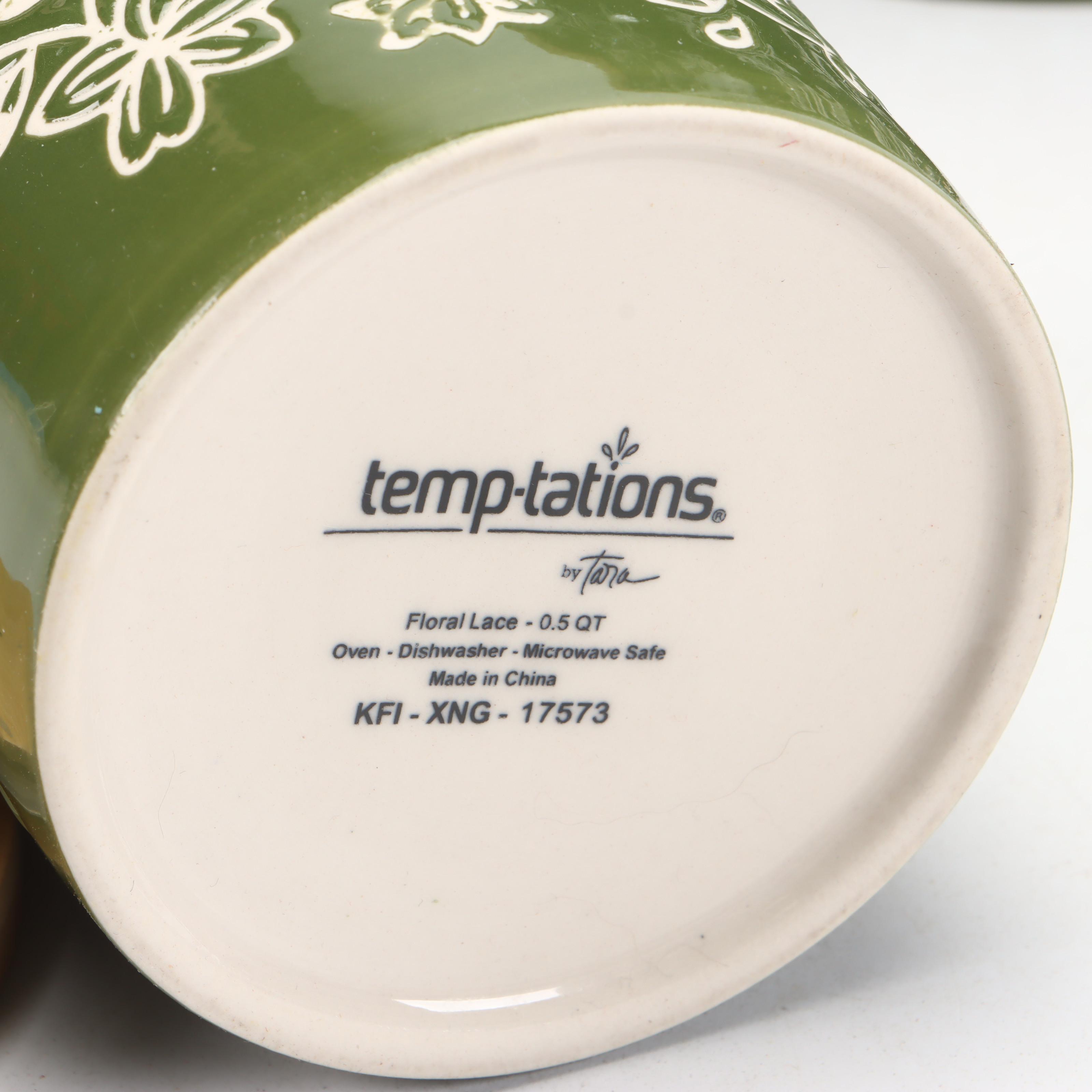 Temptations by Tara "Floral Lace" Ceramic Canisters with Bamboo Lids