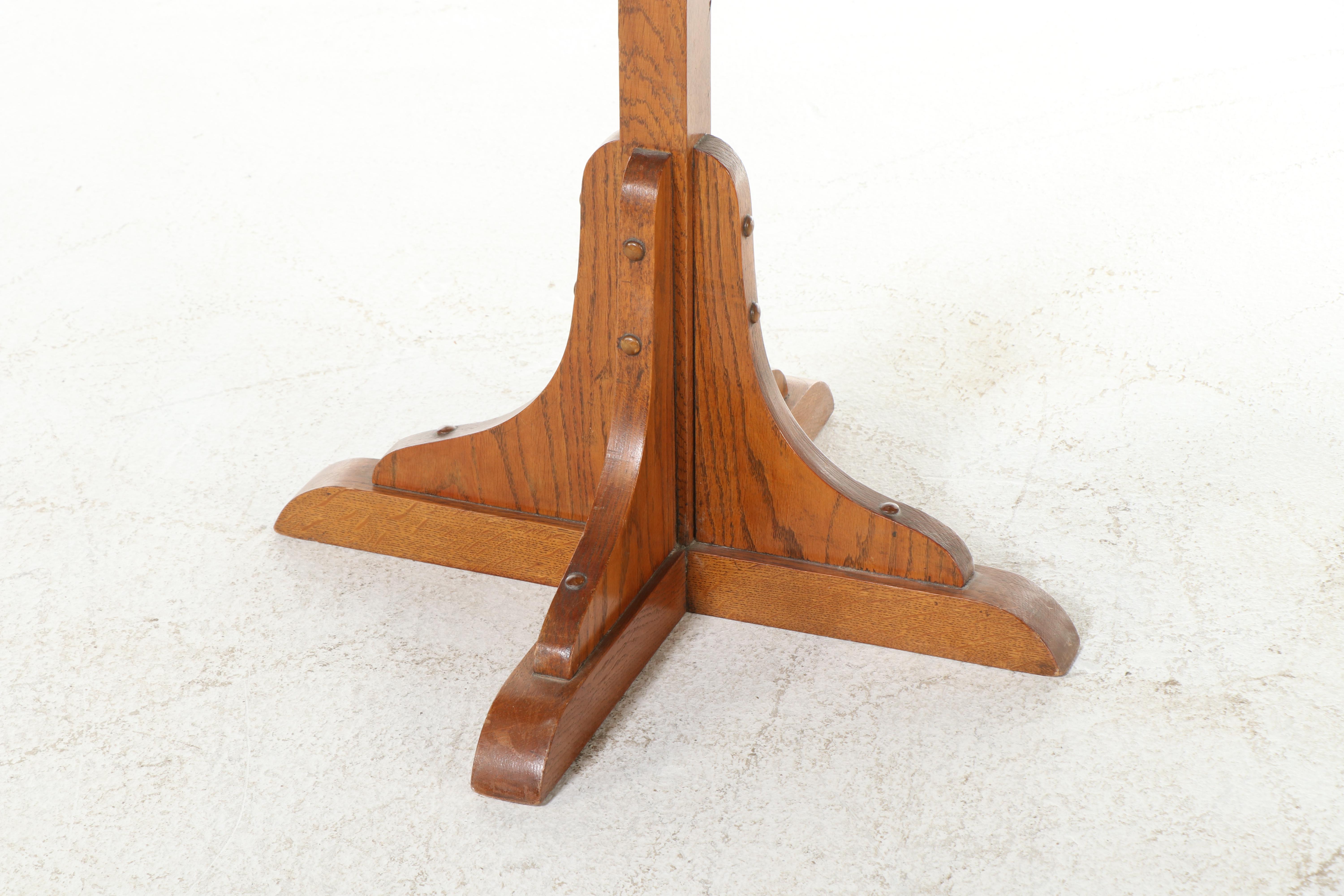 American Quartersawn Oak Cross-Base Hall Tree, Early 20th Century