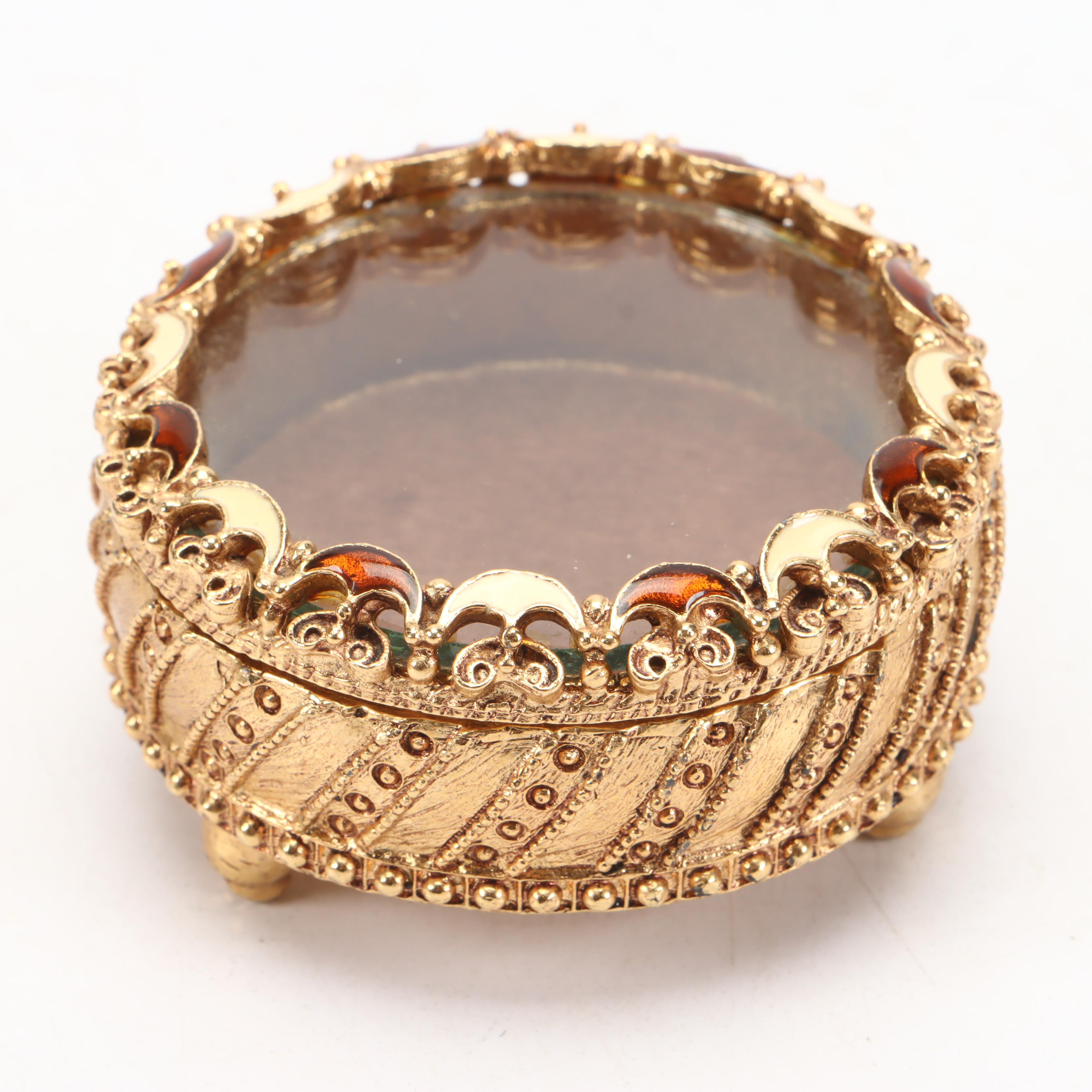 Early German Travel Alarm Clock with Florenza Jewelry Casket