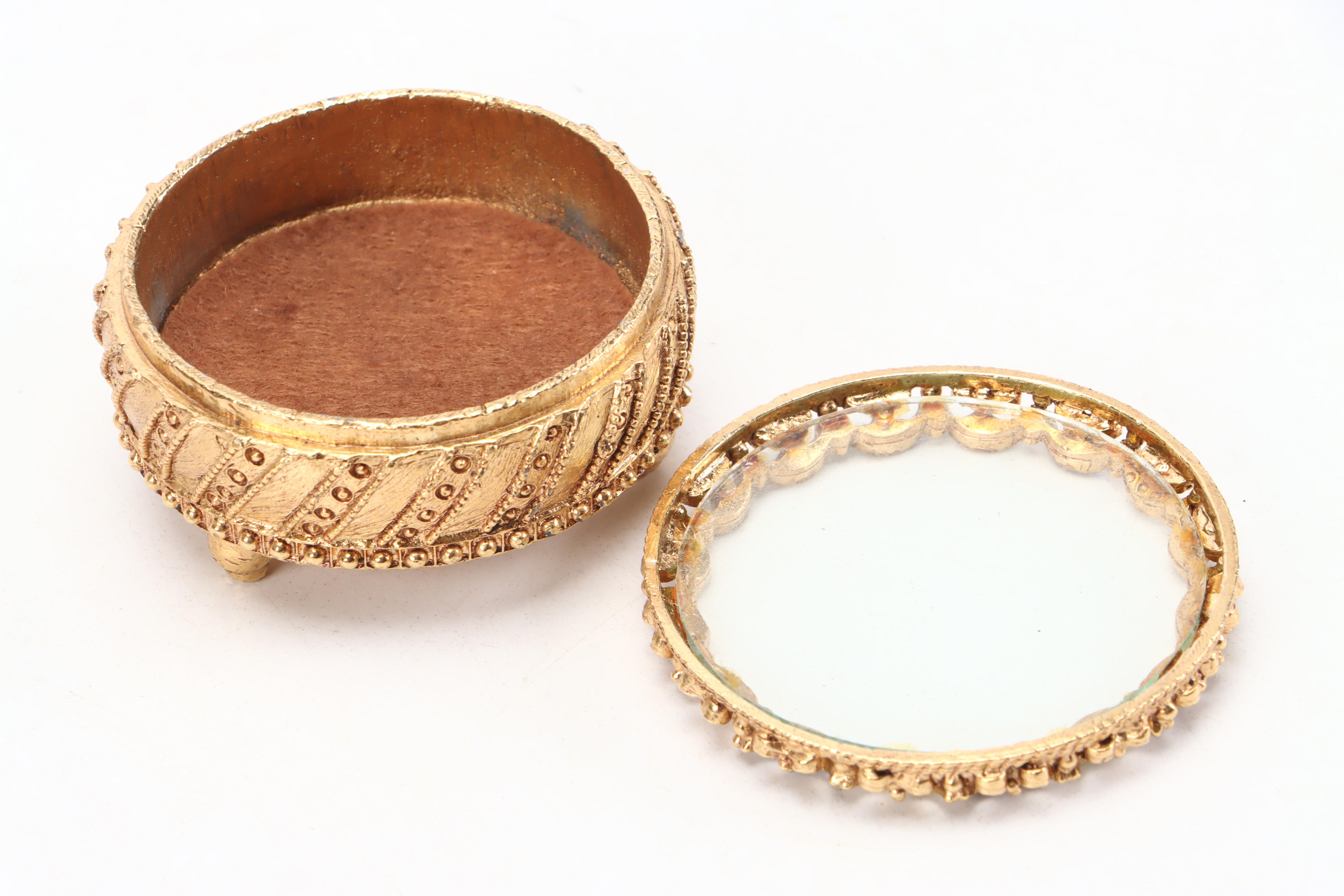 Early German Travel Alarm Clock with Florenza Jewelry Casket