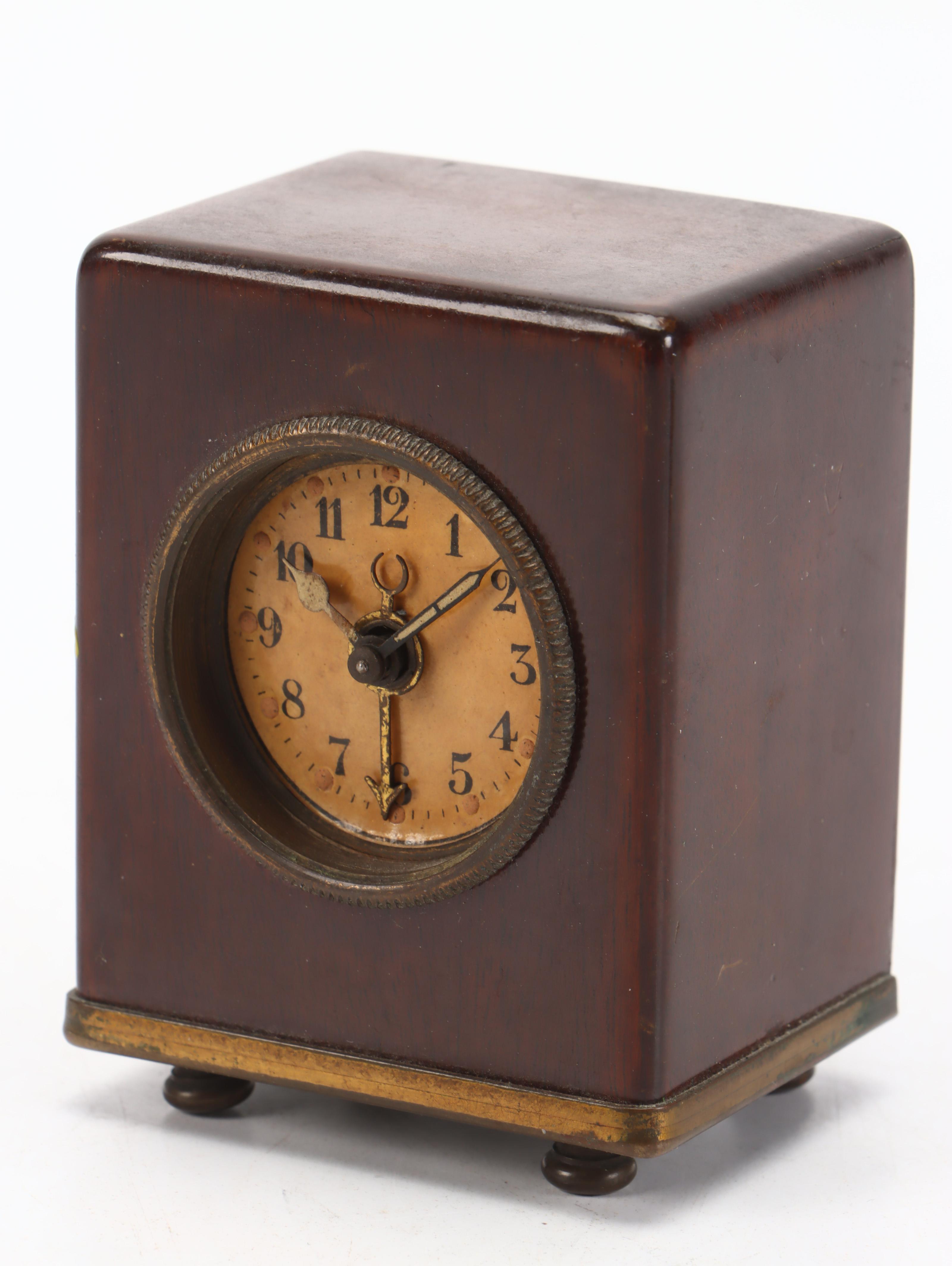 Early German Travel Alarm Clock with Florenza Jewelry Casket