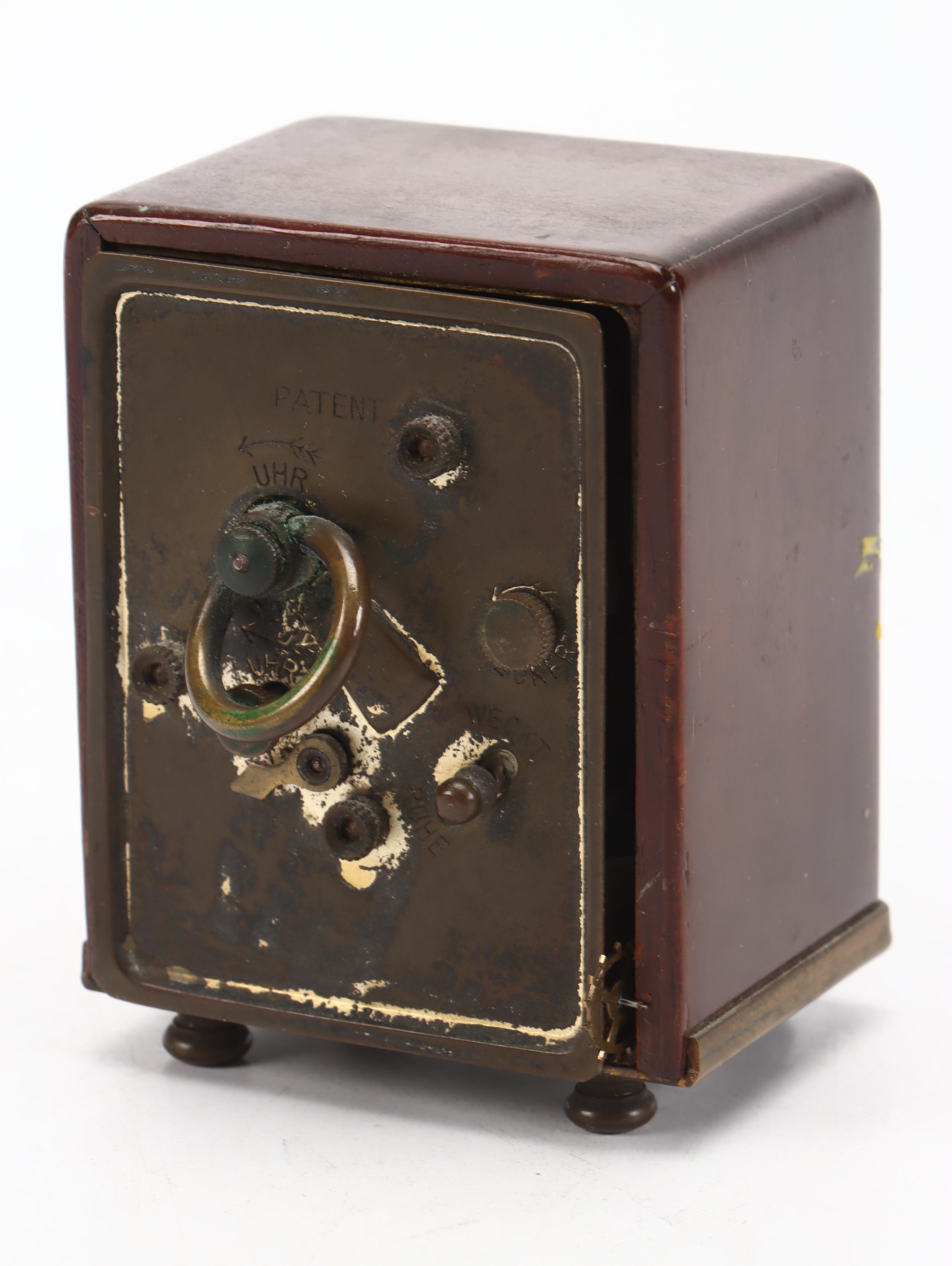 Early German Travel Alarm Clock with Florenza Jewelry Casket