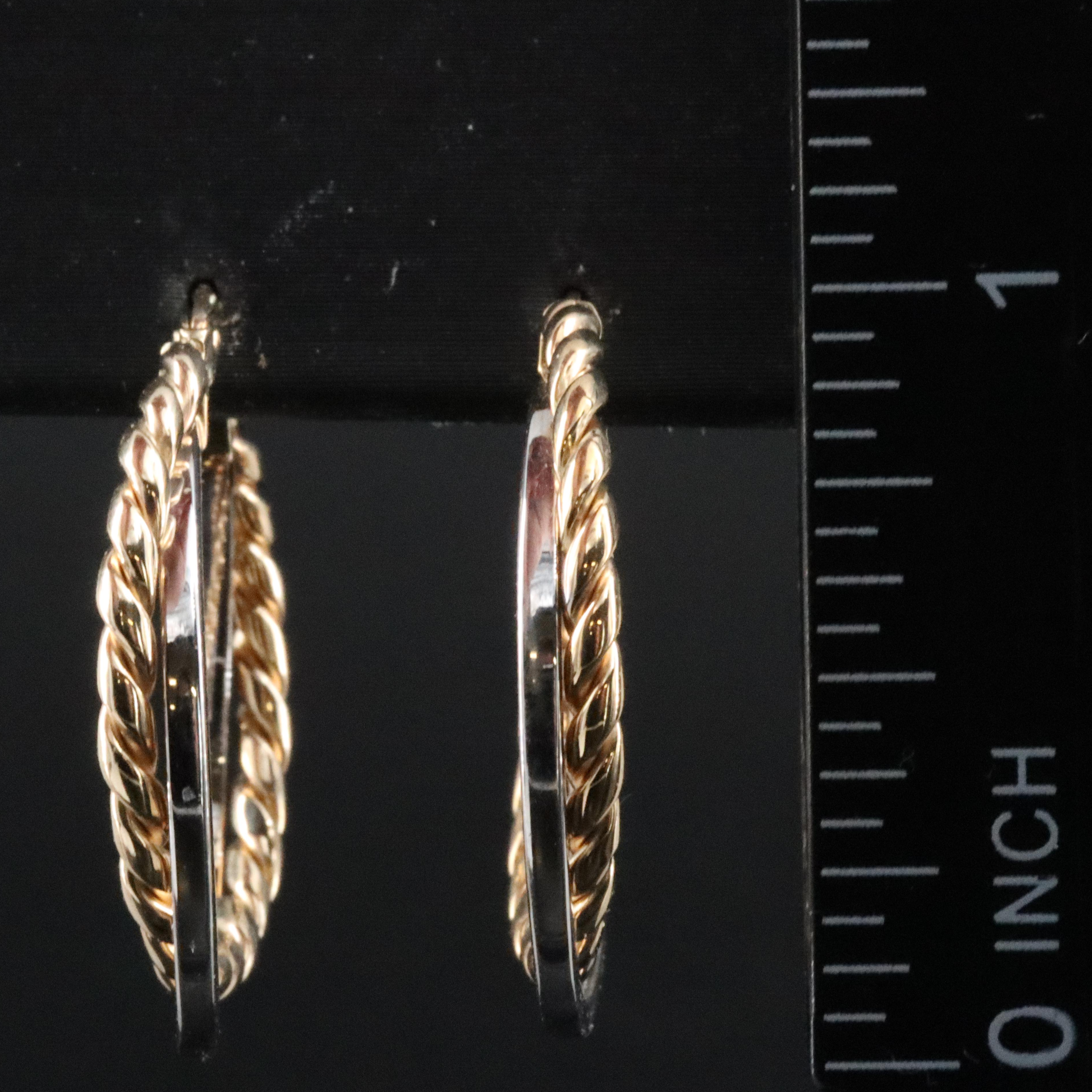 14K Two-Tone Double Hoop Earrings
