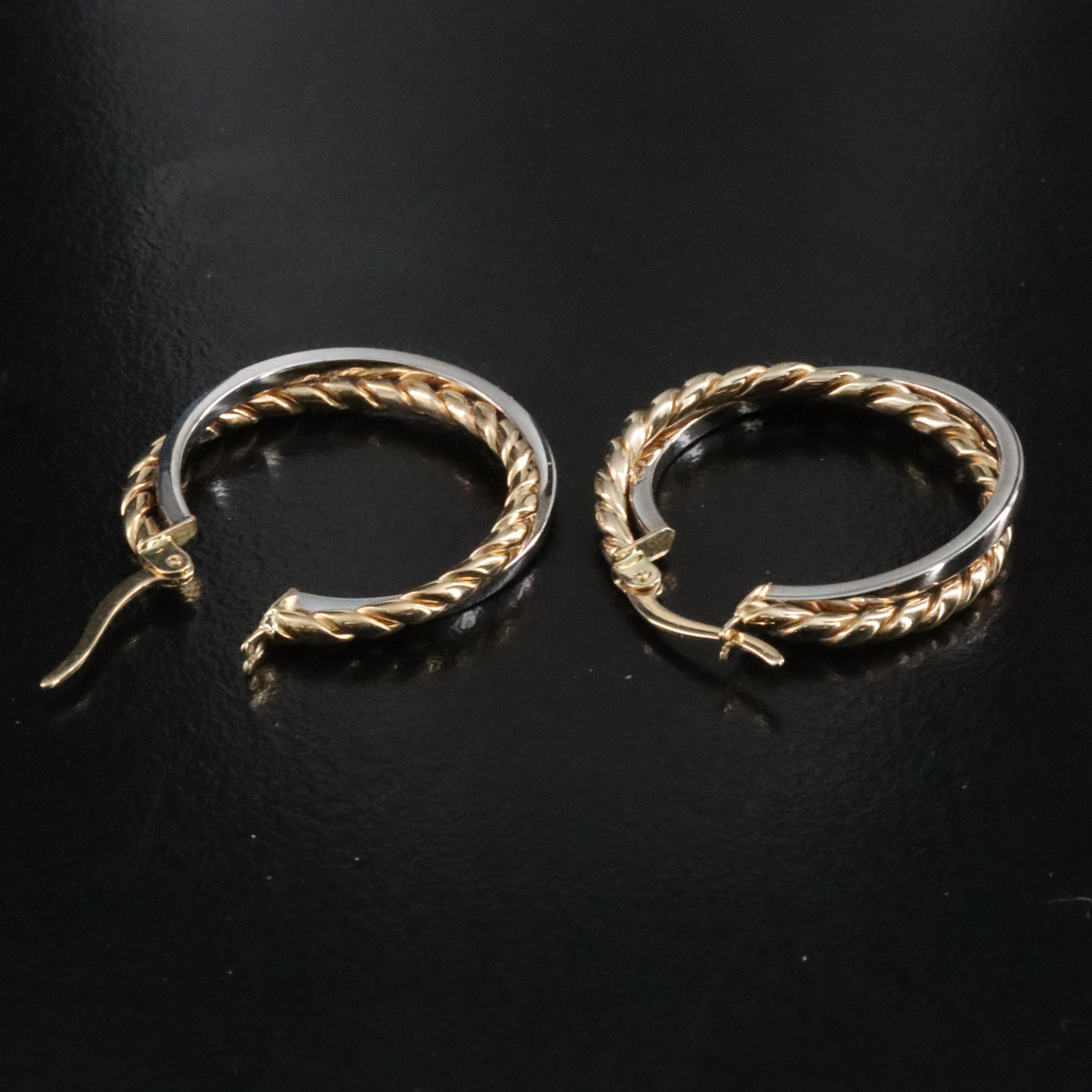 14K Two-Tone Double Hoop Earrings