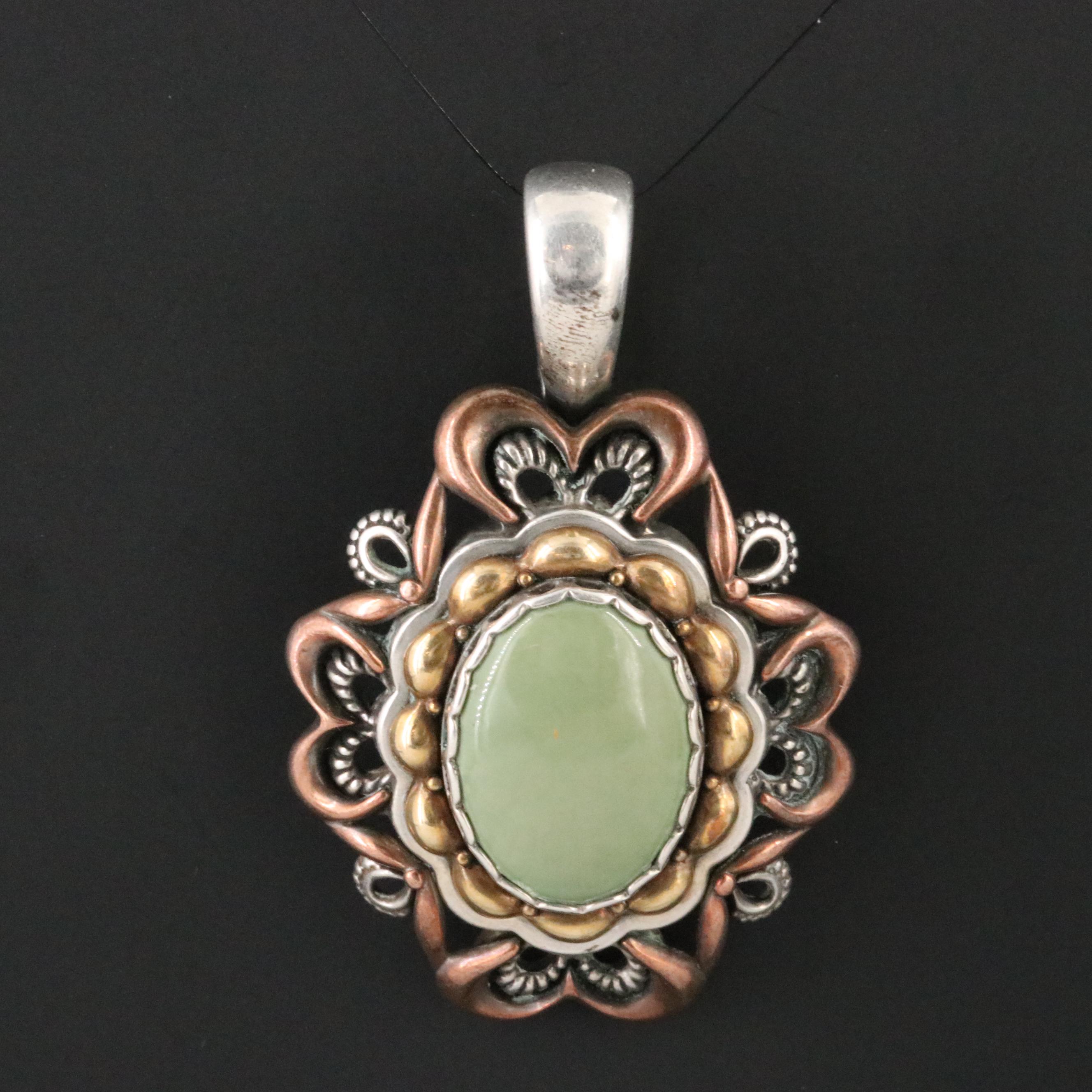 Carolyn Pollack for Relios Enhancer Pendant Featuring Sterling and Serpentine