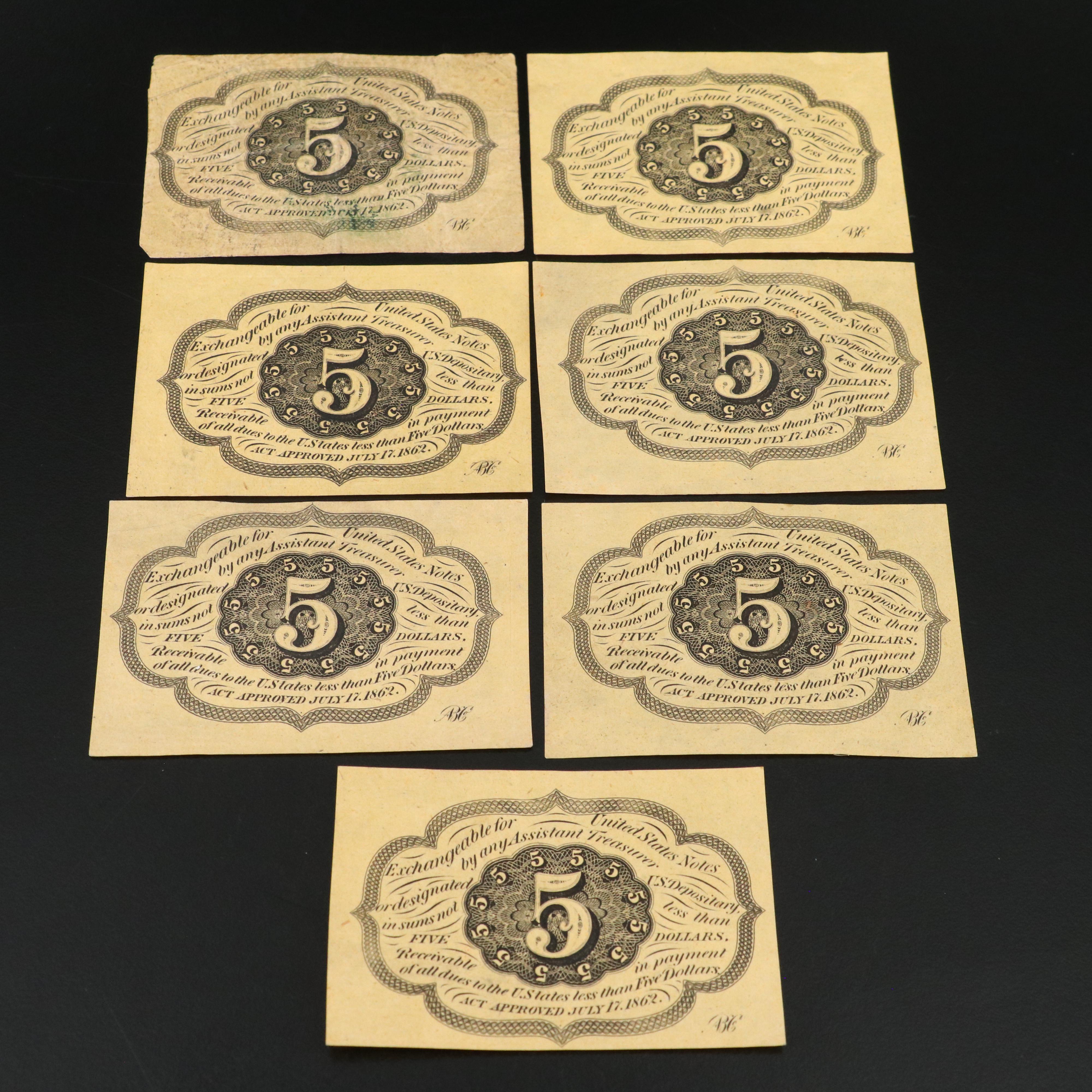 Fifteen Pieces of Higher Grade U.S. Fractional Currency Notes, 1860s-1870s
