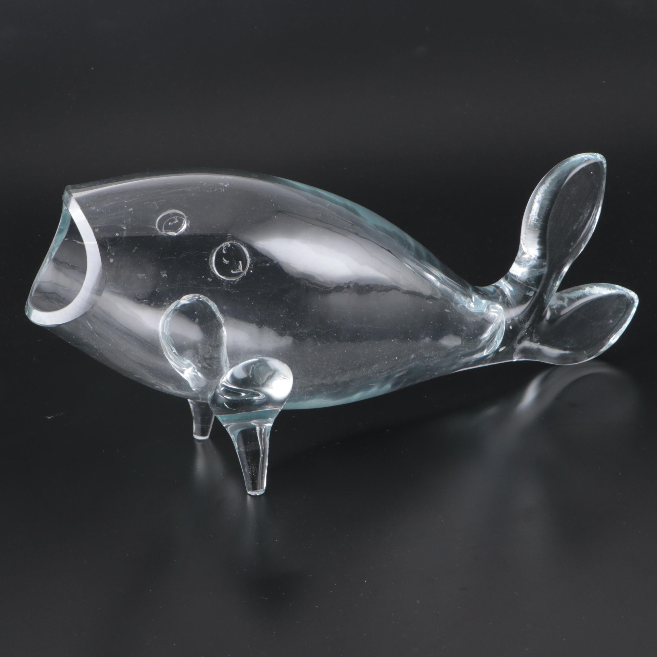 Blenko Handblown Art Glass Figural Fish Vase, Mid-20th Century