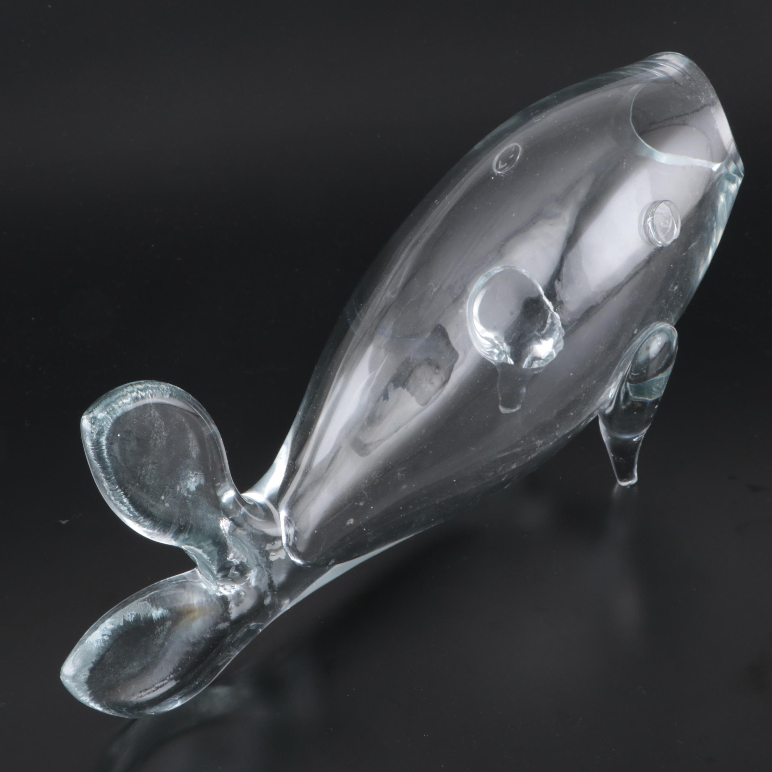 Blenko Handblown Art Glass Figural Fish Vase, Mid-20th Century