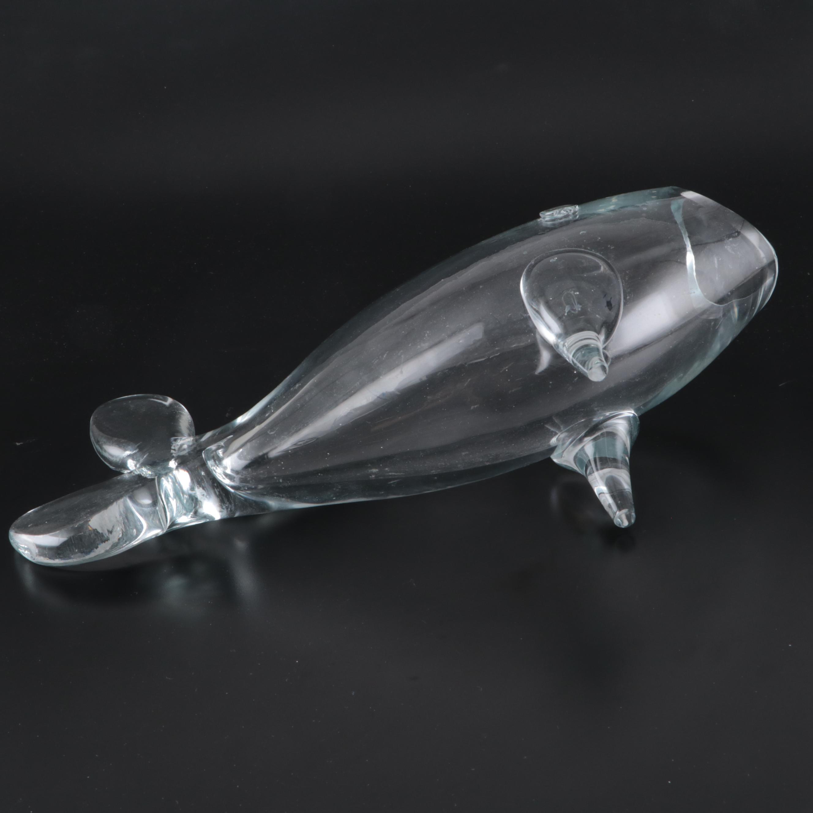 Blenko Handblown Art Glass Figural Fish Vase, Mid-20th Century