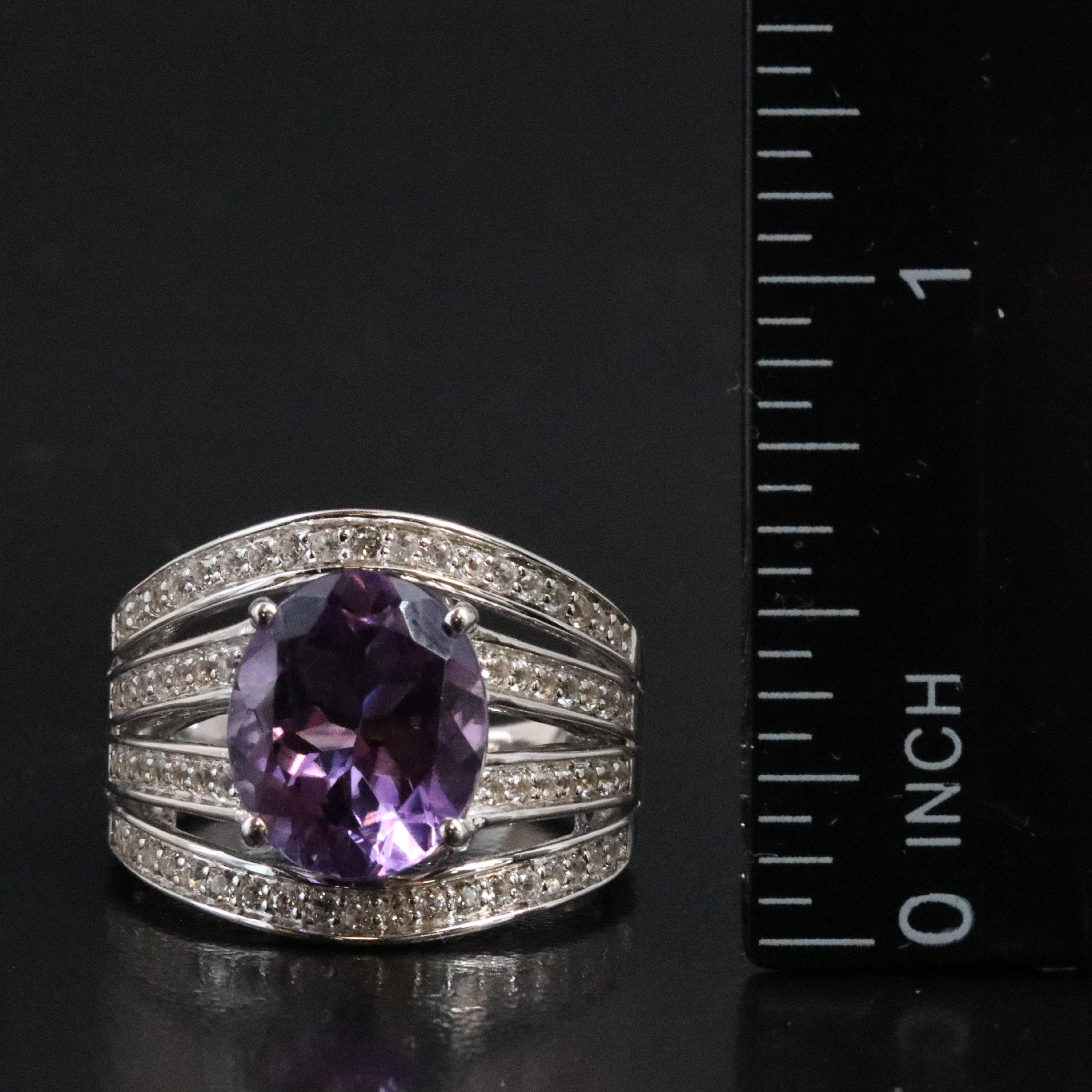 Sterling Amethyst and White Sapphire Ring