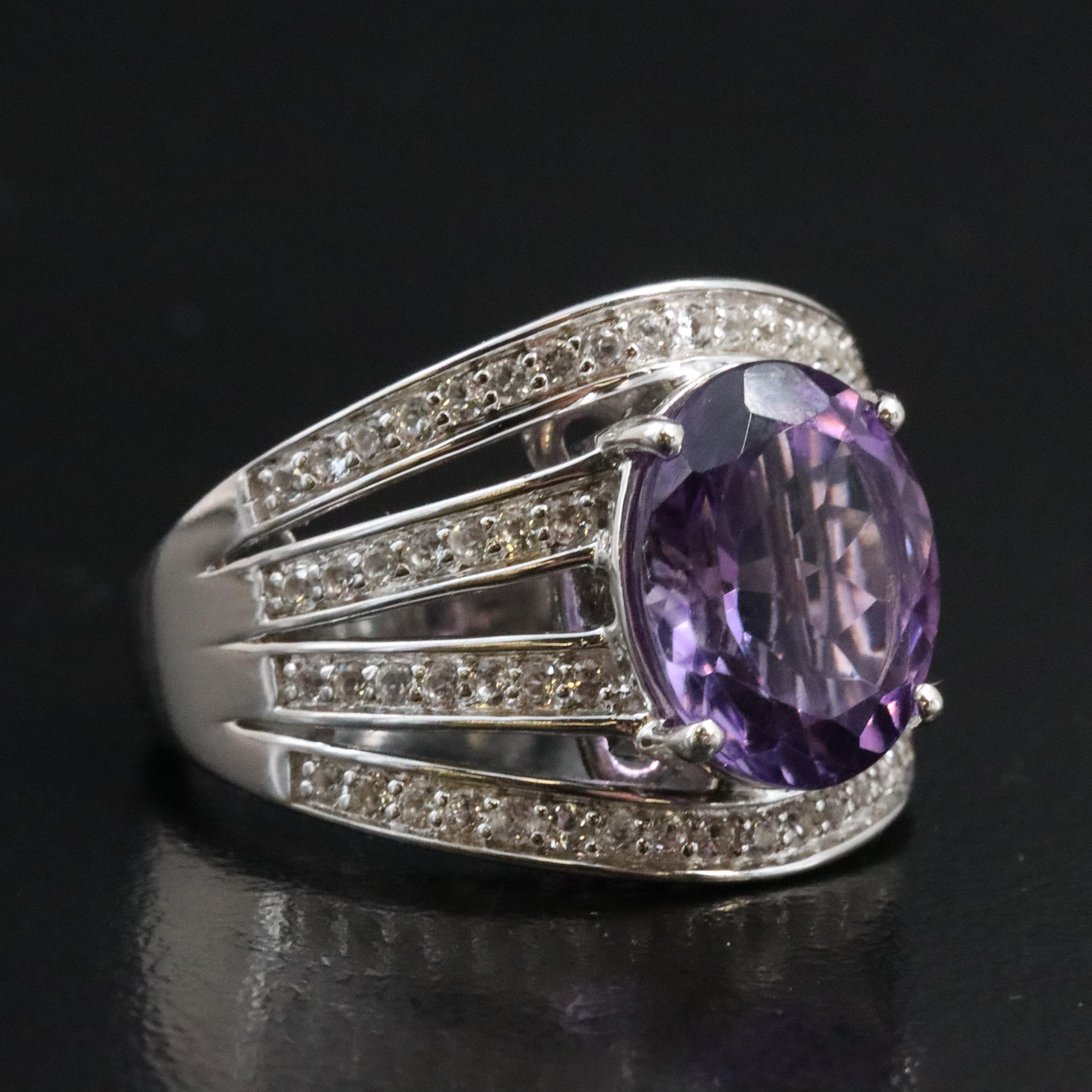 Sterling Amethyst and White Sapphire Ring